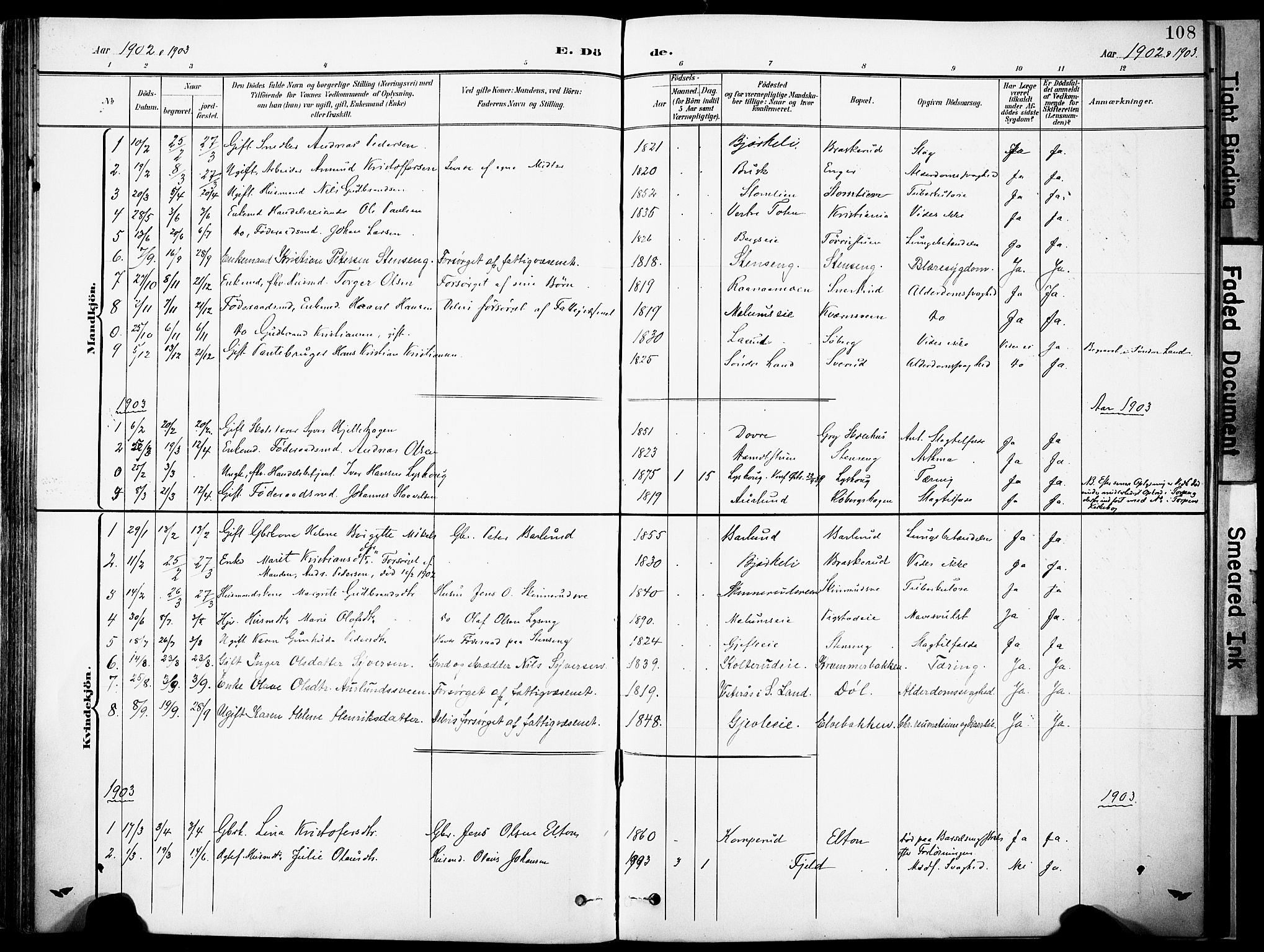Nordre Land prestekontor, SAH/PREST-124/H/Ha/Haa/L0006: Parish register (official) no. 6, 1897-1914, p. 108