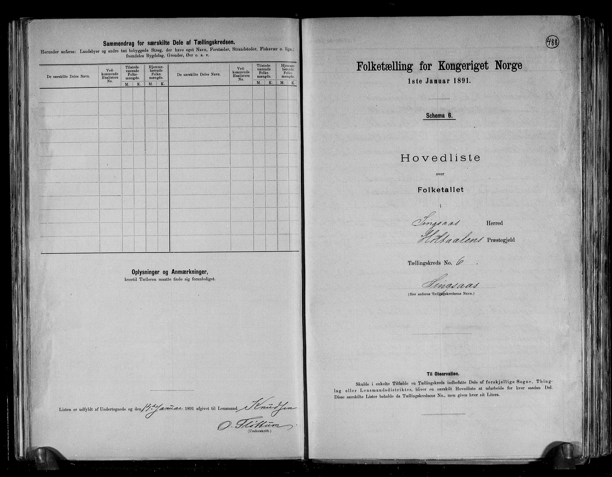 RA, 1891 census for 1646 Singsås, 1891, p. 19