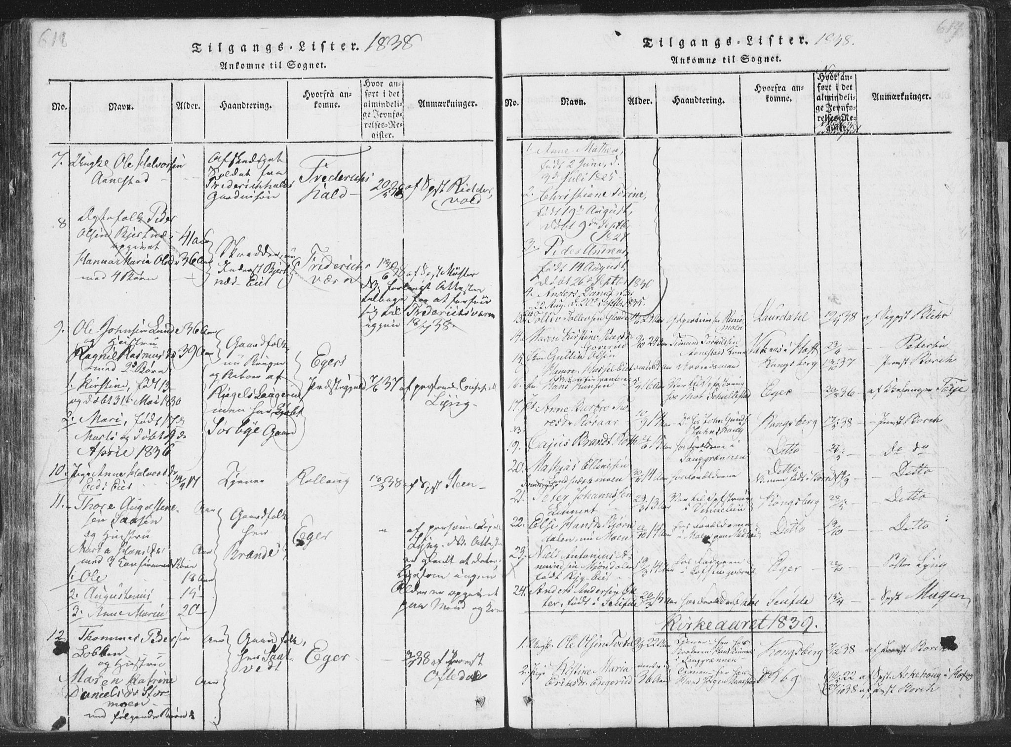 Sandsvær kirkebøker, AV/SAKO-A-244/F/Fa/L0004: Parish register (official) no. I 4, 1817-1839, p. 618-619