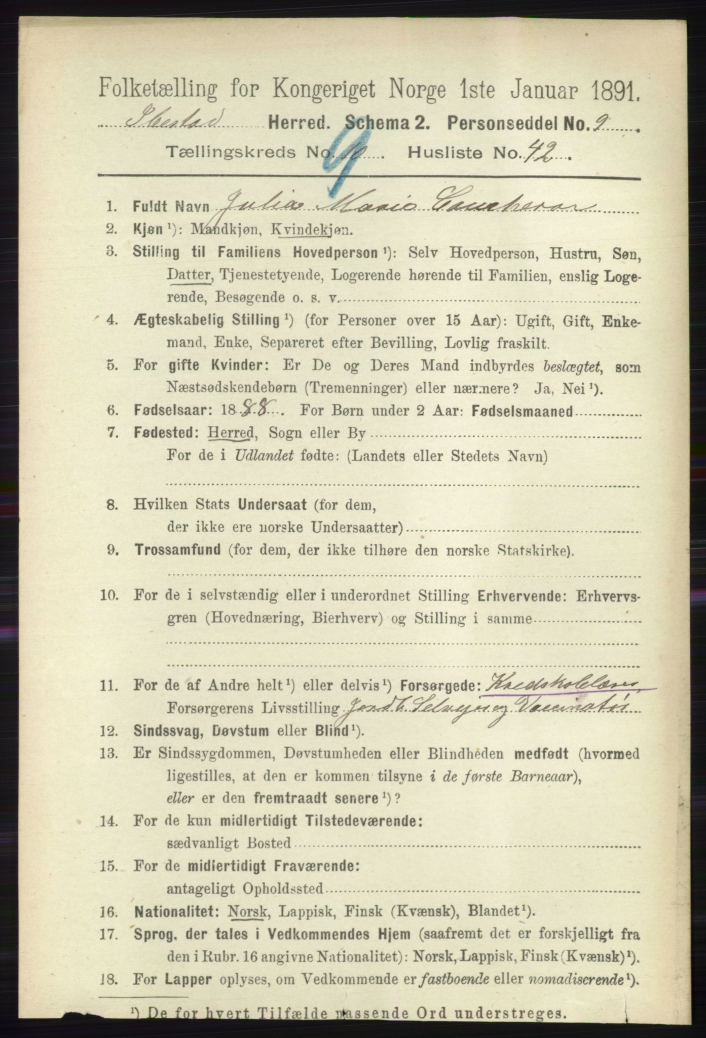 RA, 1891 census for 1917 Ibestad, 1891, p. 6233