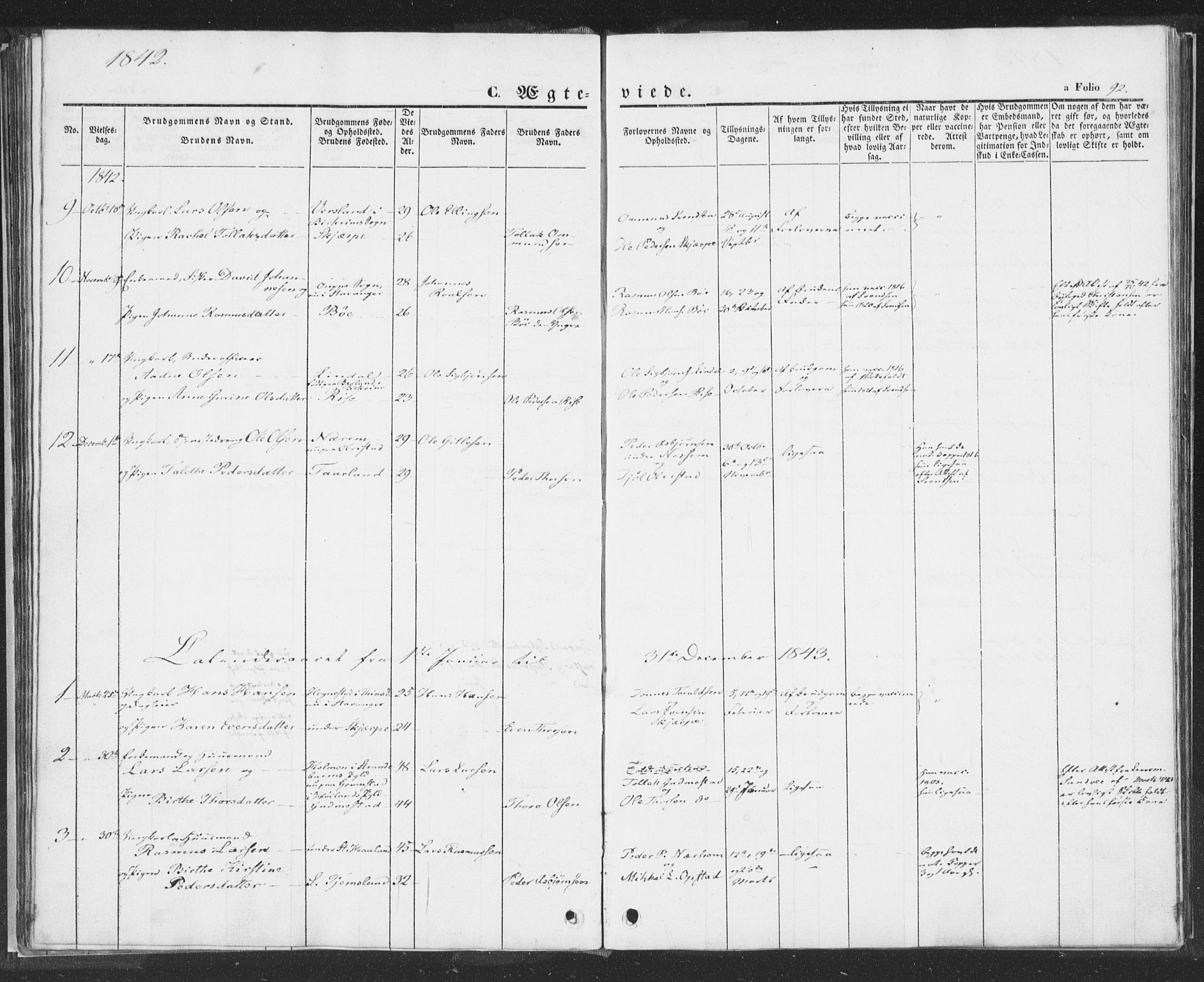 Hå sokneprestkontor, AV/SAST-A-101801/001/30BA/L0006: Parish register (official) no. A 5, 1842-1853, p. 92