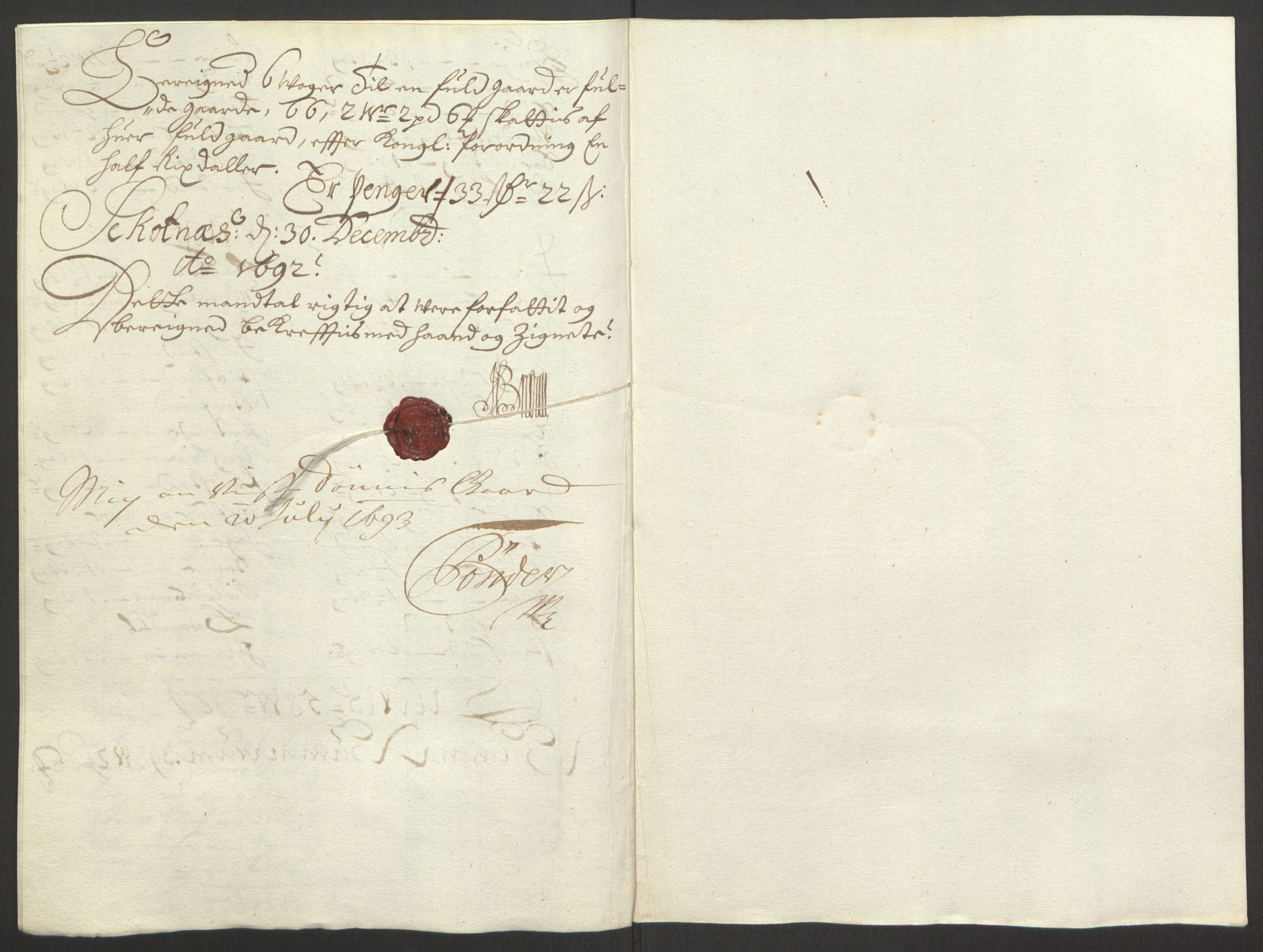 Rentekammeret inntil 1814, Reviderte regnskaper, Fogderegnskap, AV/RA-EA-4092/R67/L4675: Fogderegnskap Vesterålen, Andenes og Lofoten, 1691-1693, p. 171