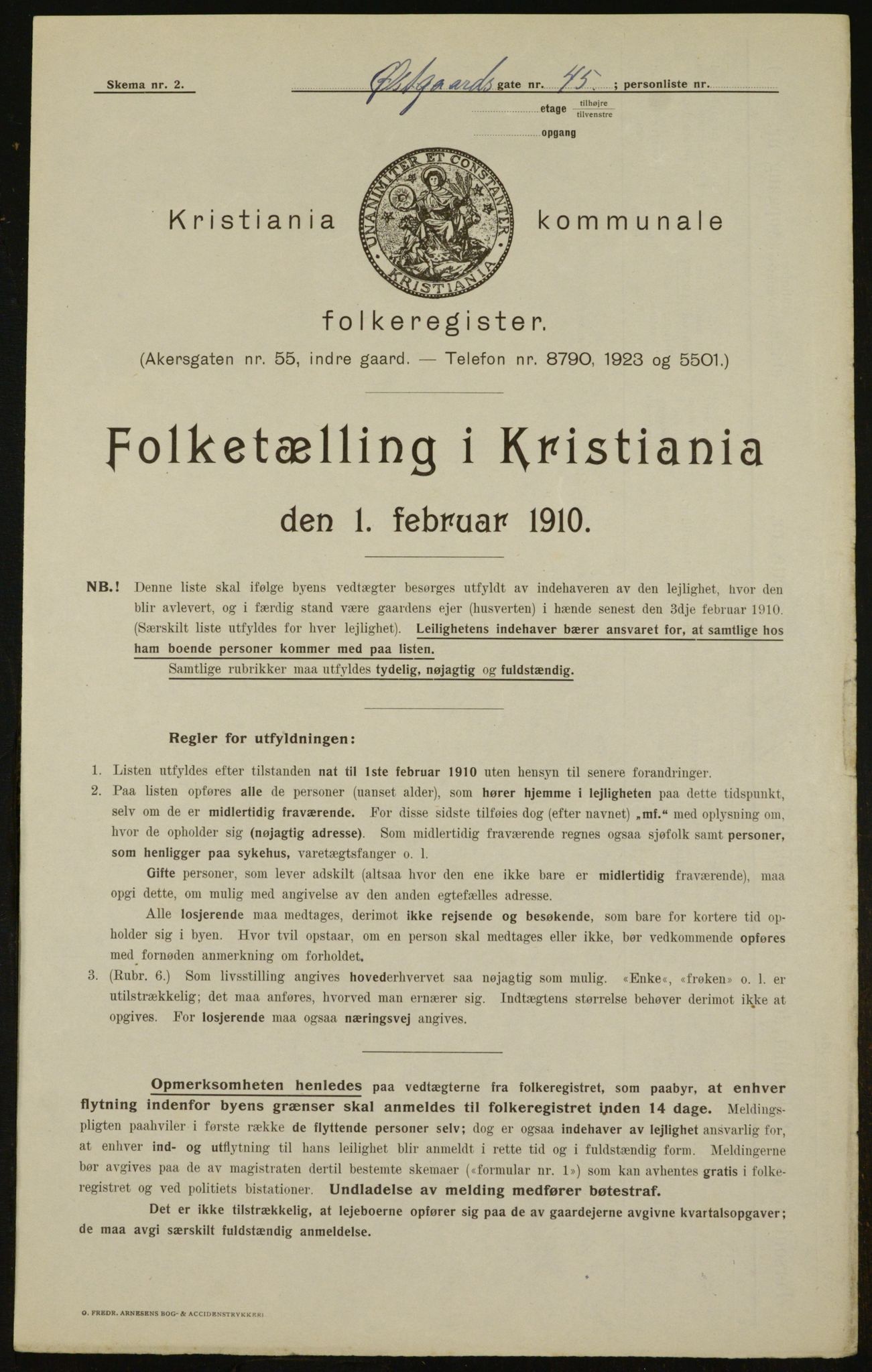 OBA, Municipal Census 1910 for Kristiania, 1910, p. 122673