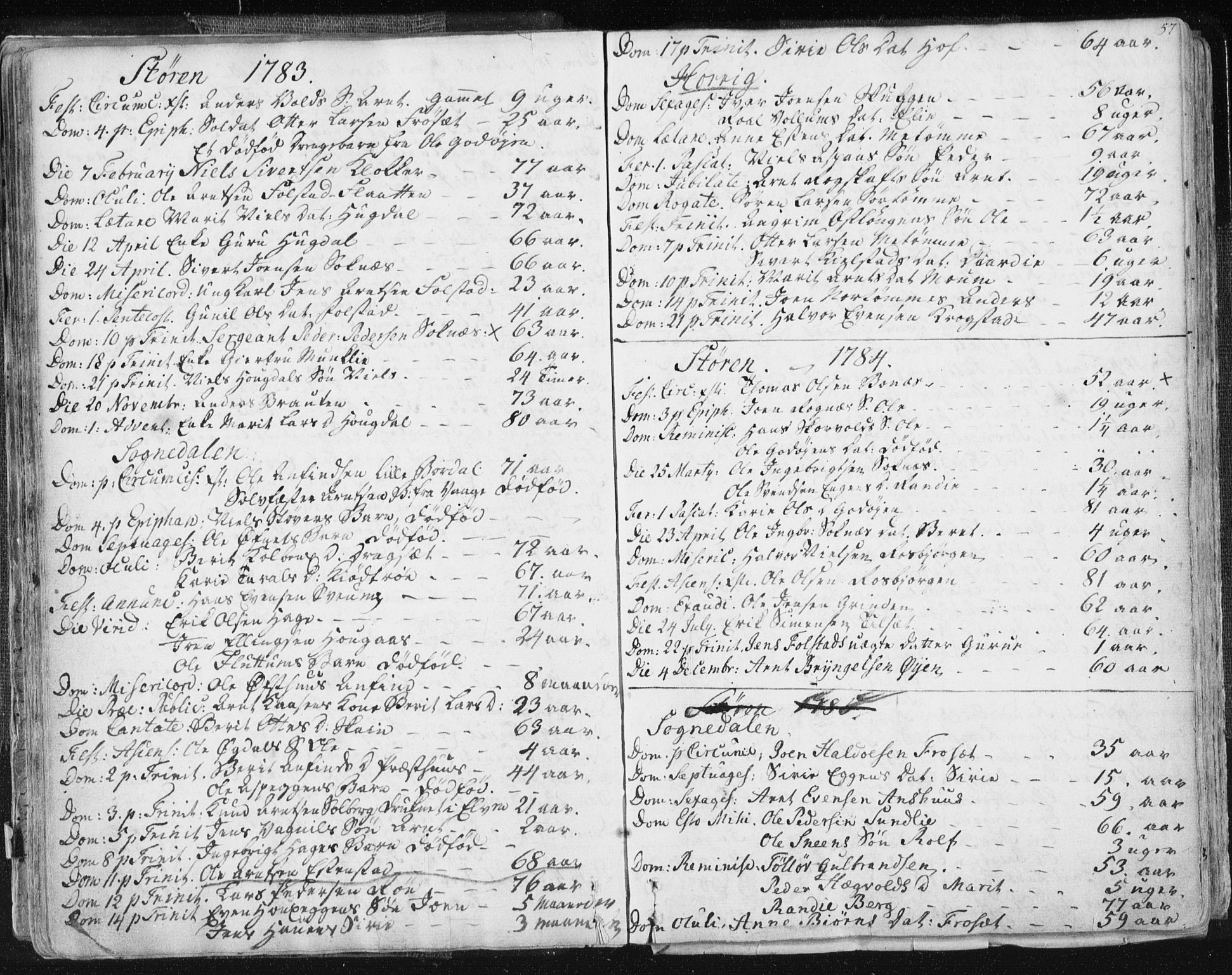 Ministerialprotokoller, klokkerbøker og fødselsregistre - Sør-Trøndelag, SAT/A-1456/687/L0991: Parish register (official) no. 687A02, 1747-1790, p. 57