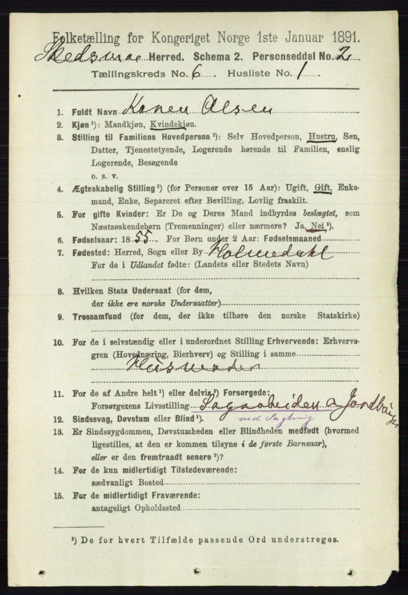 RA, 1891 census for 0231 Skedsmo, 1891, p. 2732