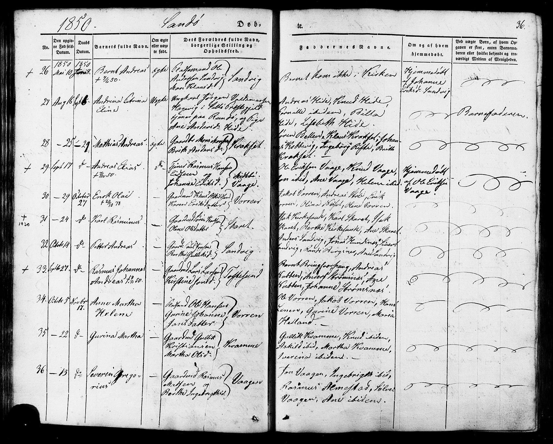 Ministerialprotokoller, klokkerbøker og fødselsregistre - Møre og Romsdal, AV/SAT-A-1454/503/L0034: Parish register (official) no. 503A02, 1841-1884, p. 36