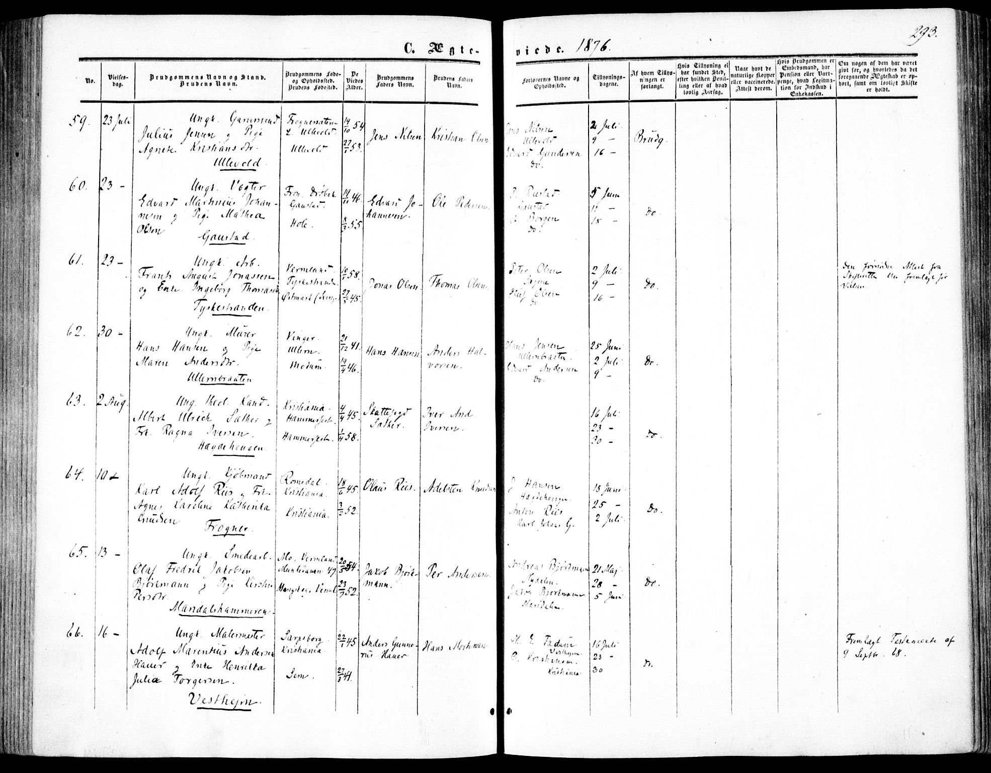 Vestre Aker prestekontor Kirkebøker, AV/SAO-A-10025/F/Fa/L0002: Parish register (official) no. 2, 1855-1877, p. 293