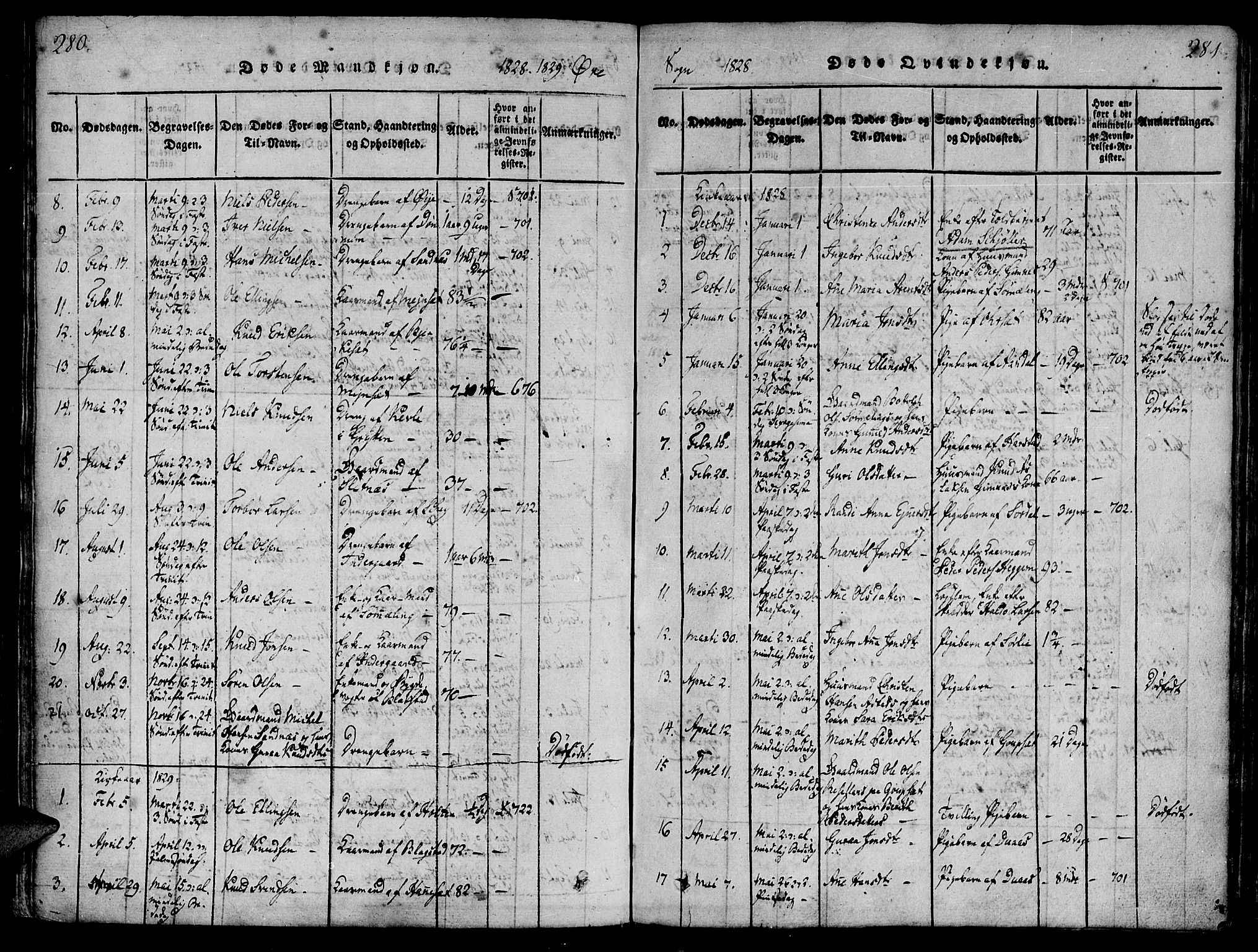 Ministerialprotokoller, klokkerbøker og fødselsregistre - Møre og Romsdal, SAT/A-1454/586/L0982: Parish register (official) no. 586A08, 1819-1829, p. 280-281