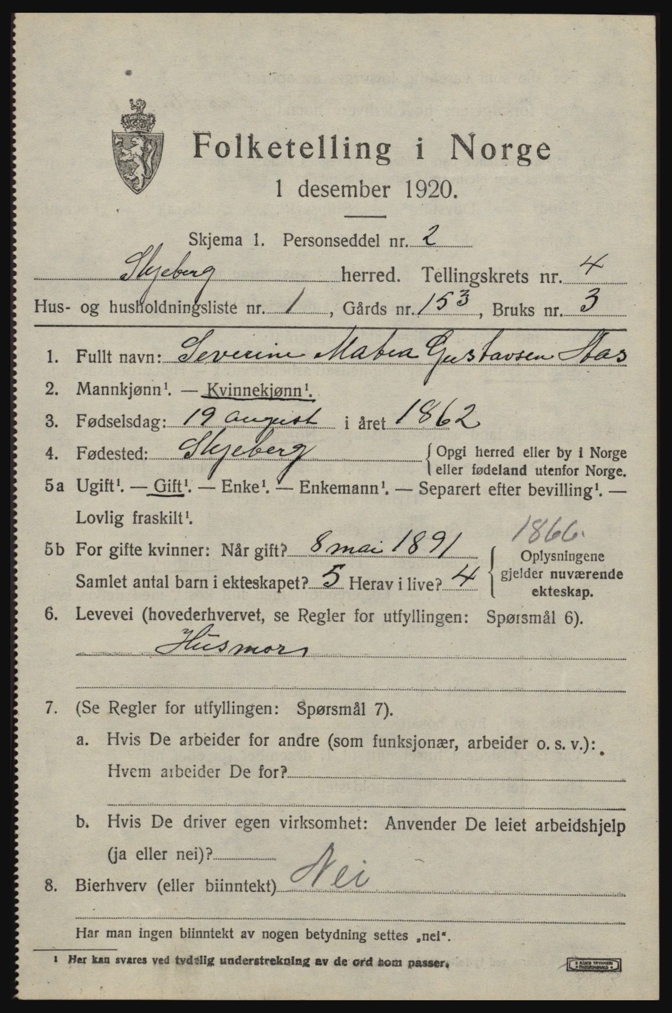 SAO, 1920 census for Skjeberg, 1920, p. 4977