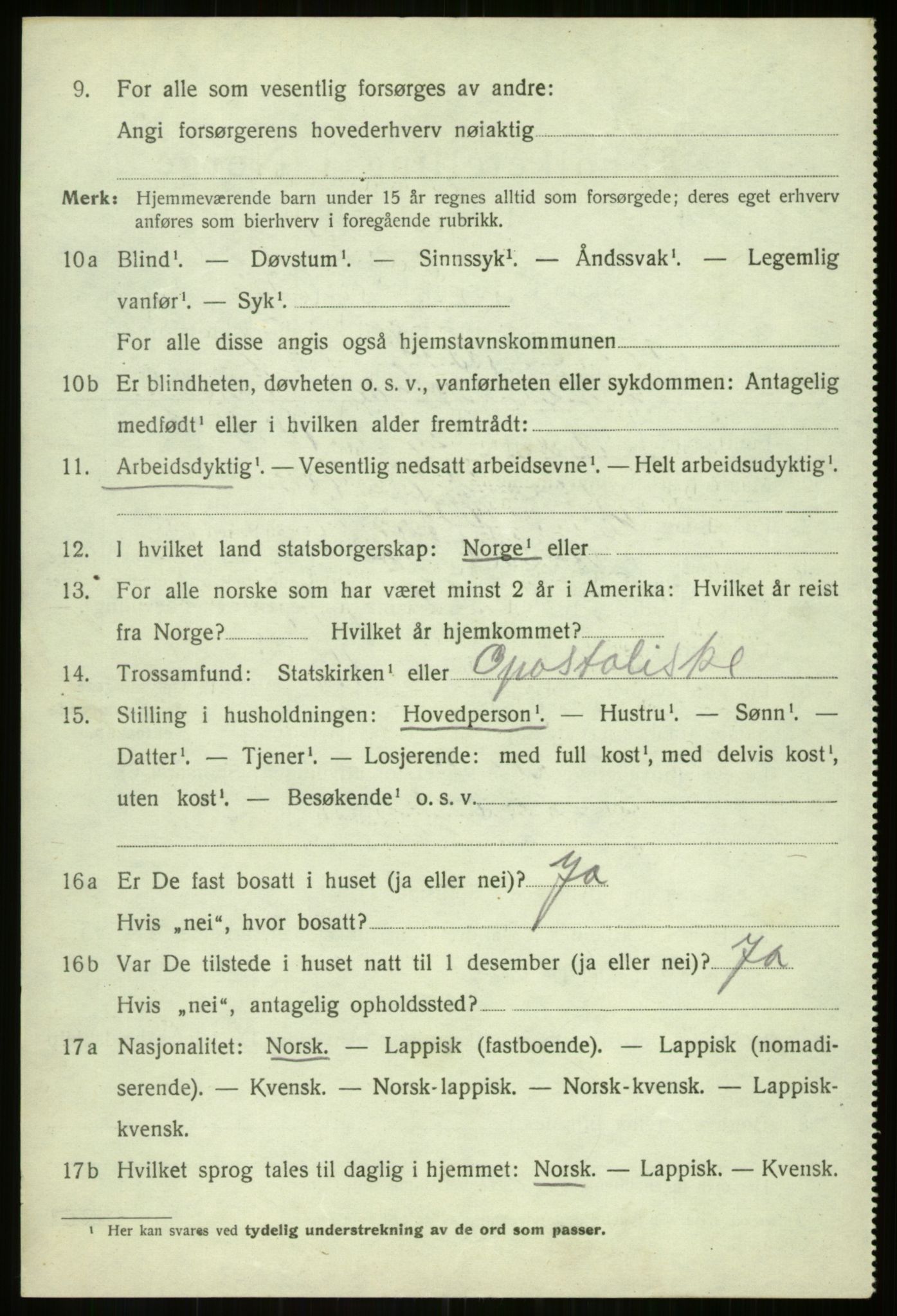 SATØ, 1920 census for Balsfjord, 1920, p. 3869