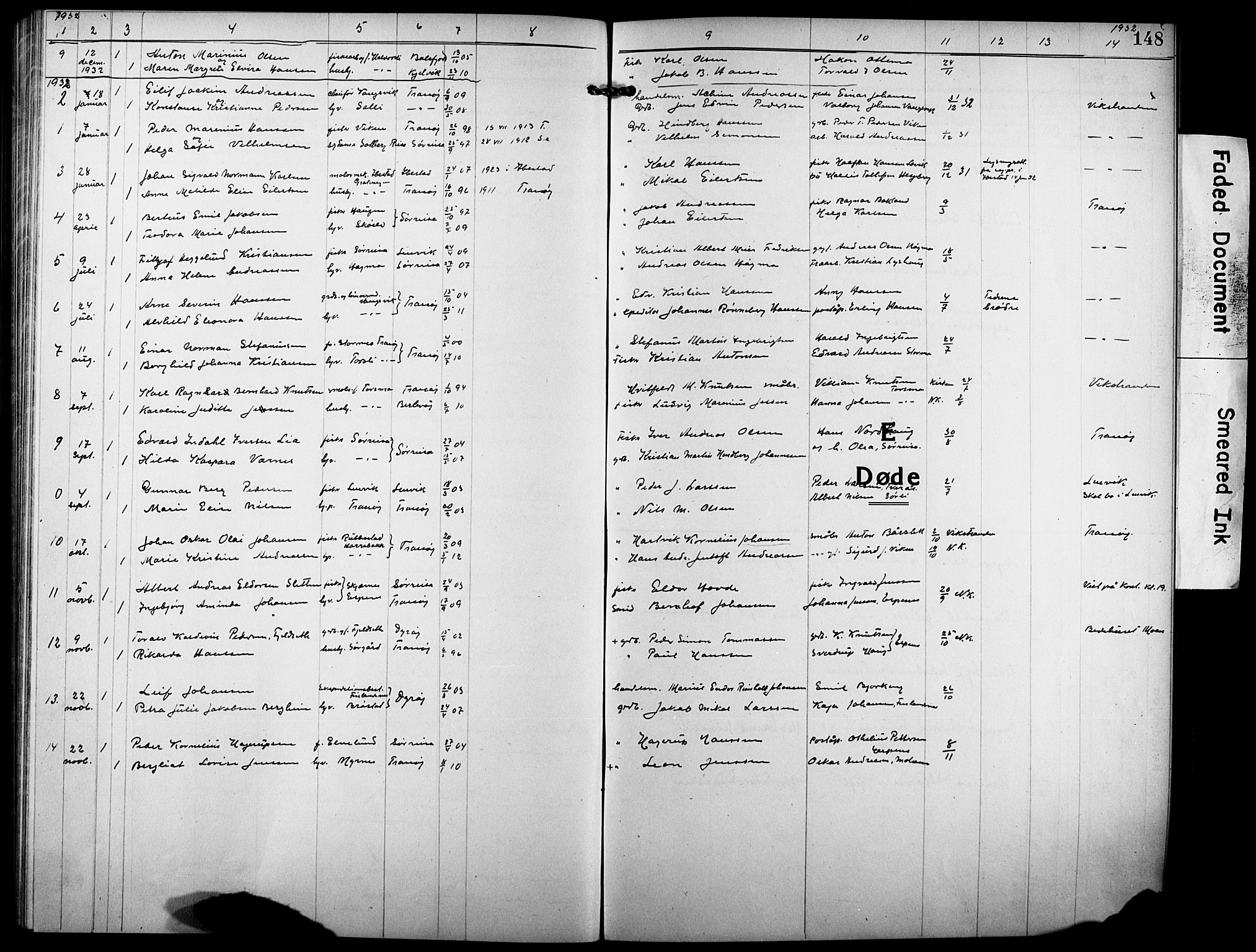 Tranøy sokneprestkontor, SATØ/S-1313/I/Ia/Iab/L0006klokker: Parish register (copy) no. 6, 1919-1932, p. 148