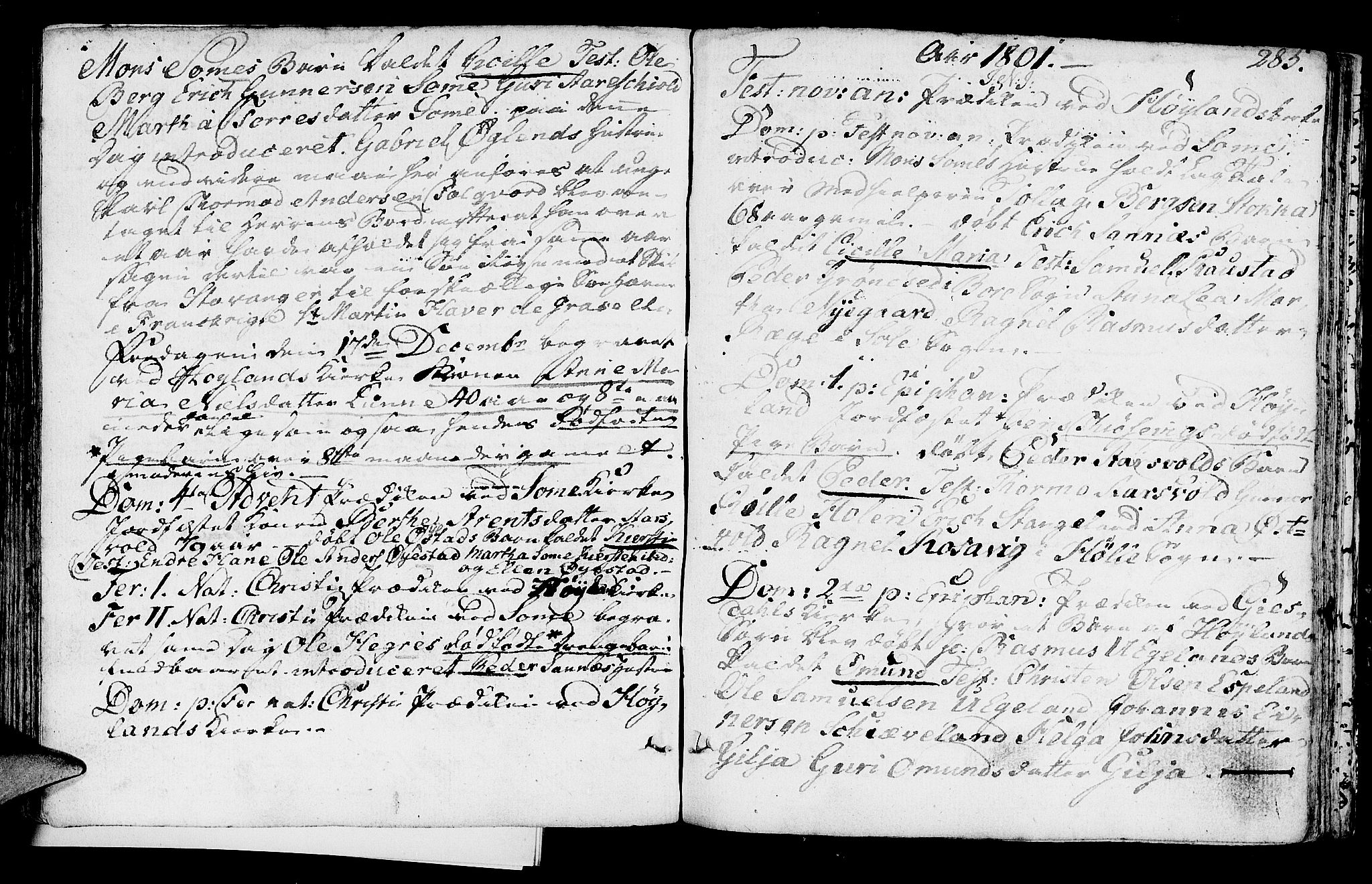 Høyland sokneprestkontor, SAST/A-101799/001/30BA/L0004: Parish register (official) no. A 4, 1784-1803, p. 285