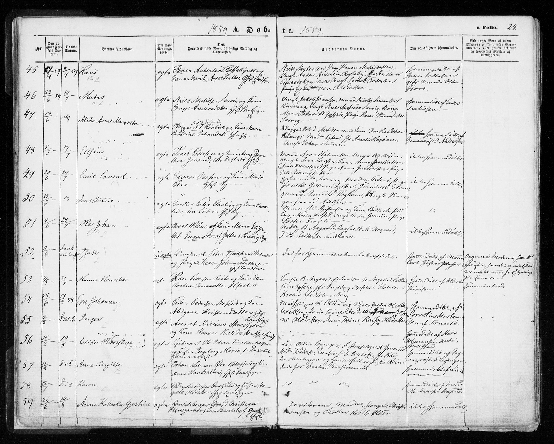 Hammerfest sokneprestkontor, SATØ/S-1347/H/Ha/L0005.kirke: Parish register (official) no. 5, 1857-1869, p. 24