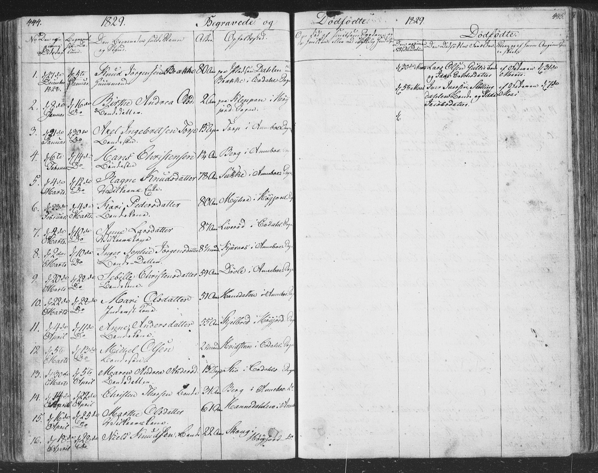 Andebu kirkebøker, AV/SAKO-A-336/F/Fa/L0004: Parish register (official) no. 4, 1829-1856, p. 444-445