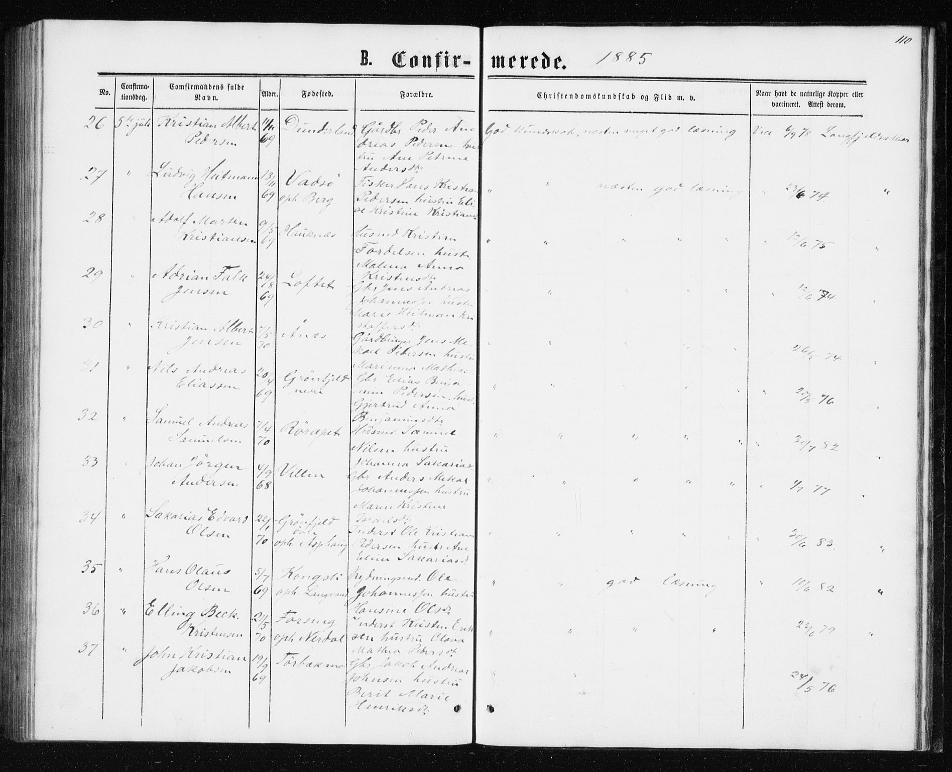 Ministerialprotokoller, klokkerbøker og fødselsregistre - Nordland, AV/SAT-A-1459/827/L0416: Parish register (copy) no. 827C05, 1865-1886, p. 110