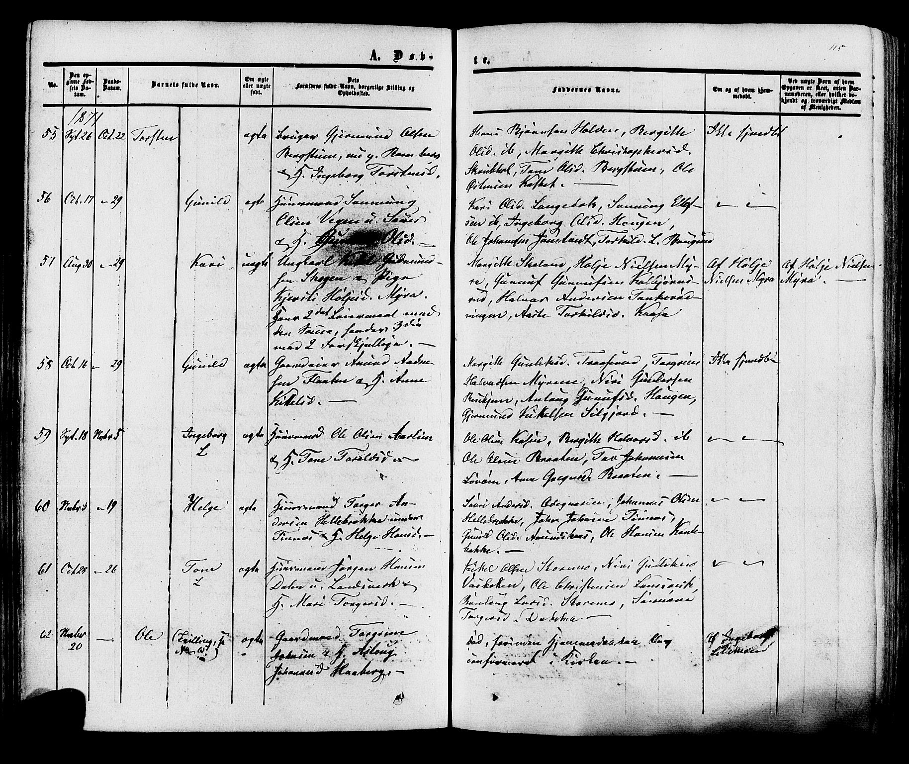 Heddal kirkebøker, SAKO/A-268/F/Fa/L0007: Parish register (official) no. I 7, 1855-1877, p. 115