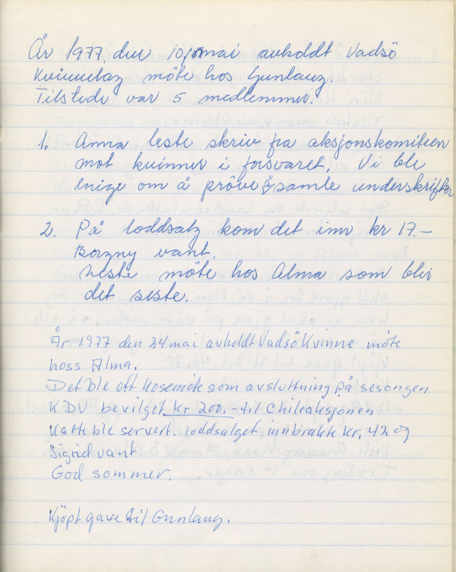 Vadsø Kvinnelag, FMFB/A-1054/A/L0003: Møteprotokoll, 1971-1980, p. 102