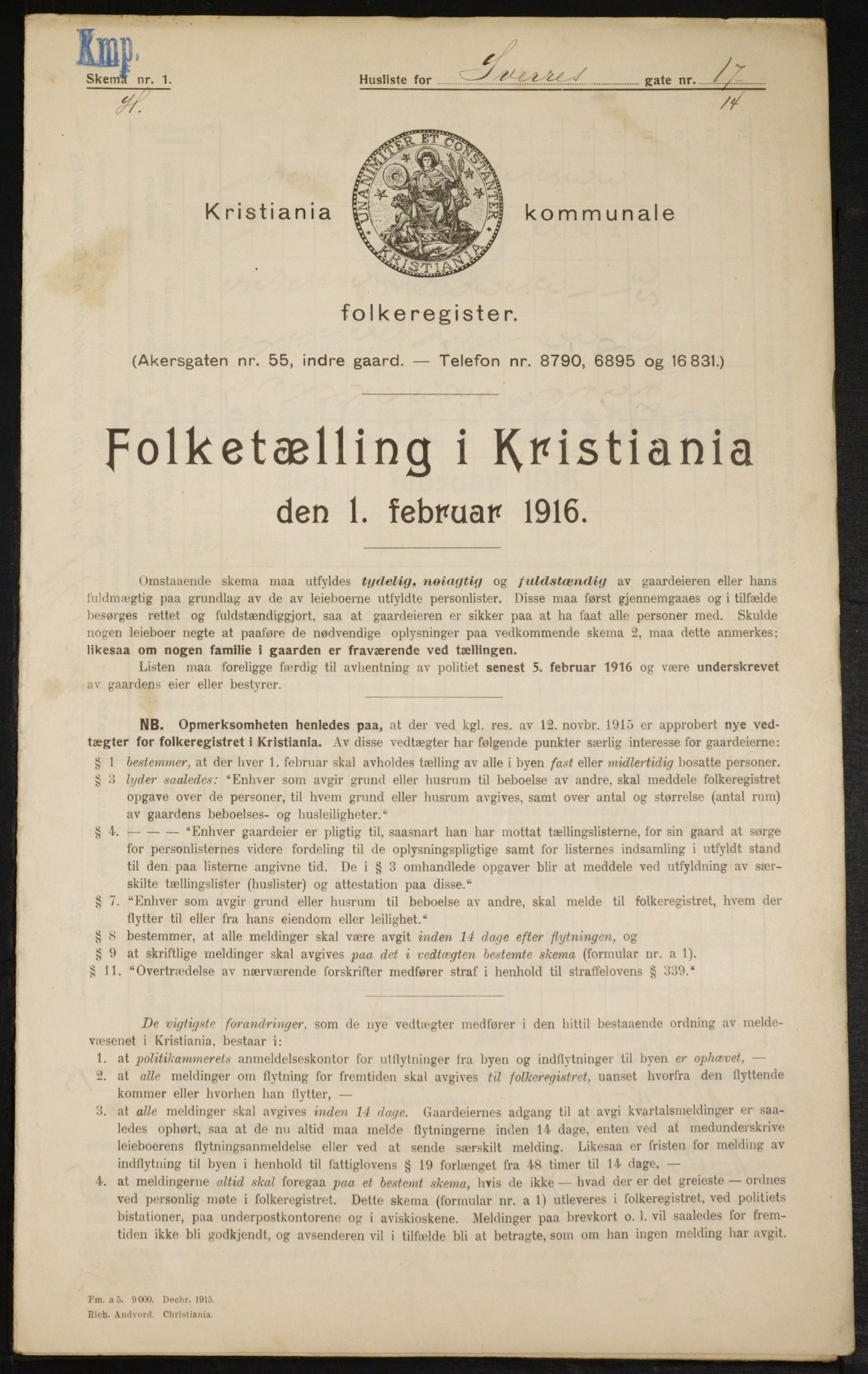 OBA, Municipal Census 1916 for Kristiania, 1916, p. 108923