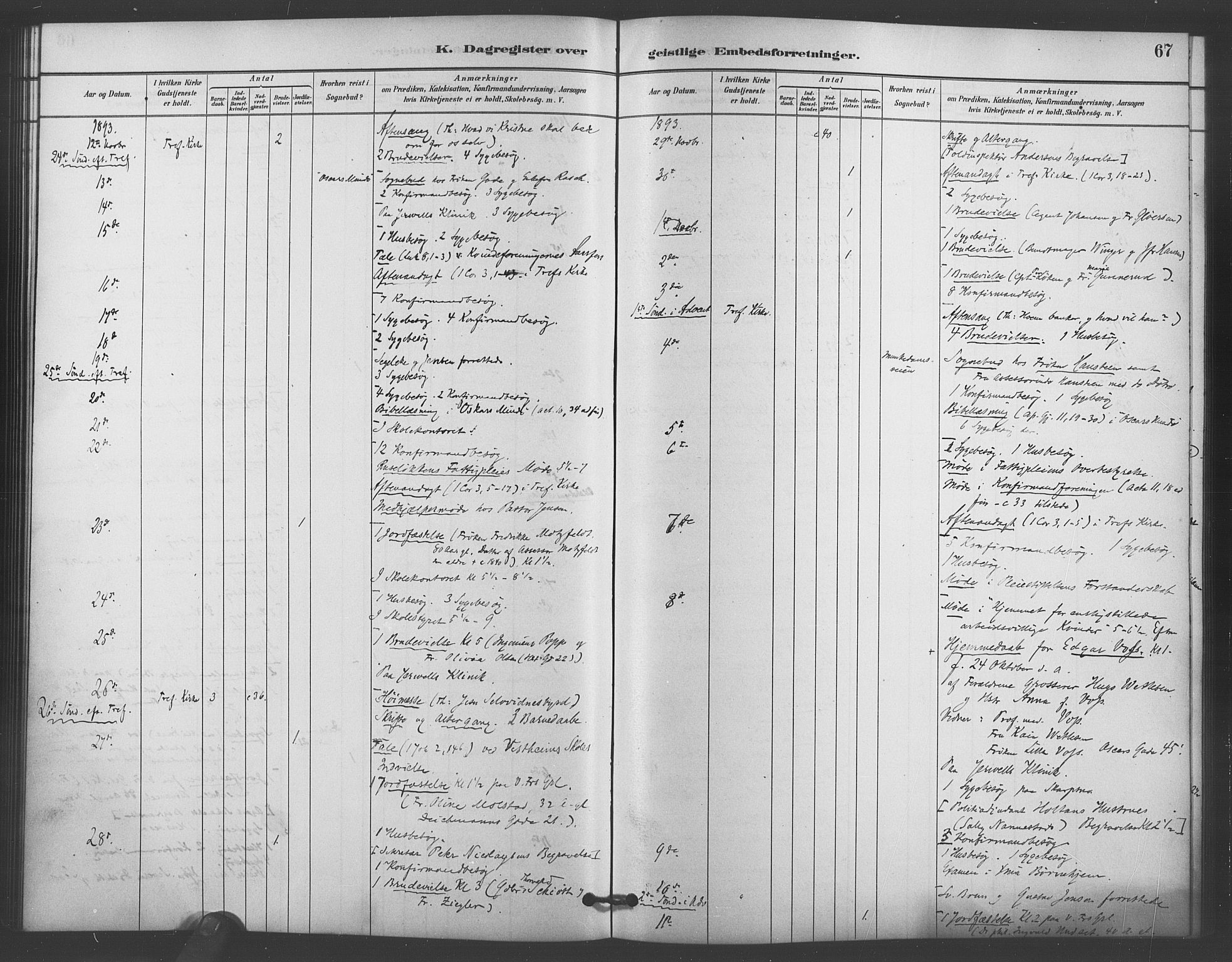 Trefoldighet prestekontor Kirkebøker, AV/SAO-A-10882/I/Ia/L0004: Diary records no. 4, 1882-1901, p. 67