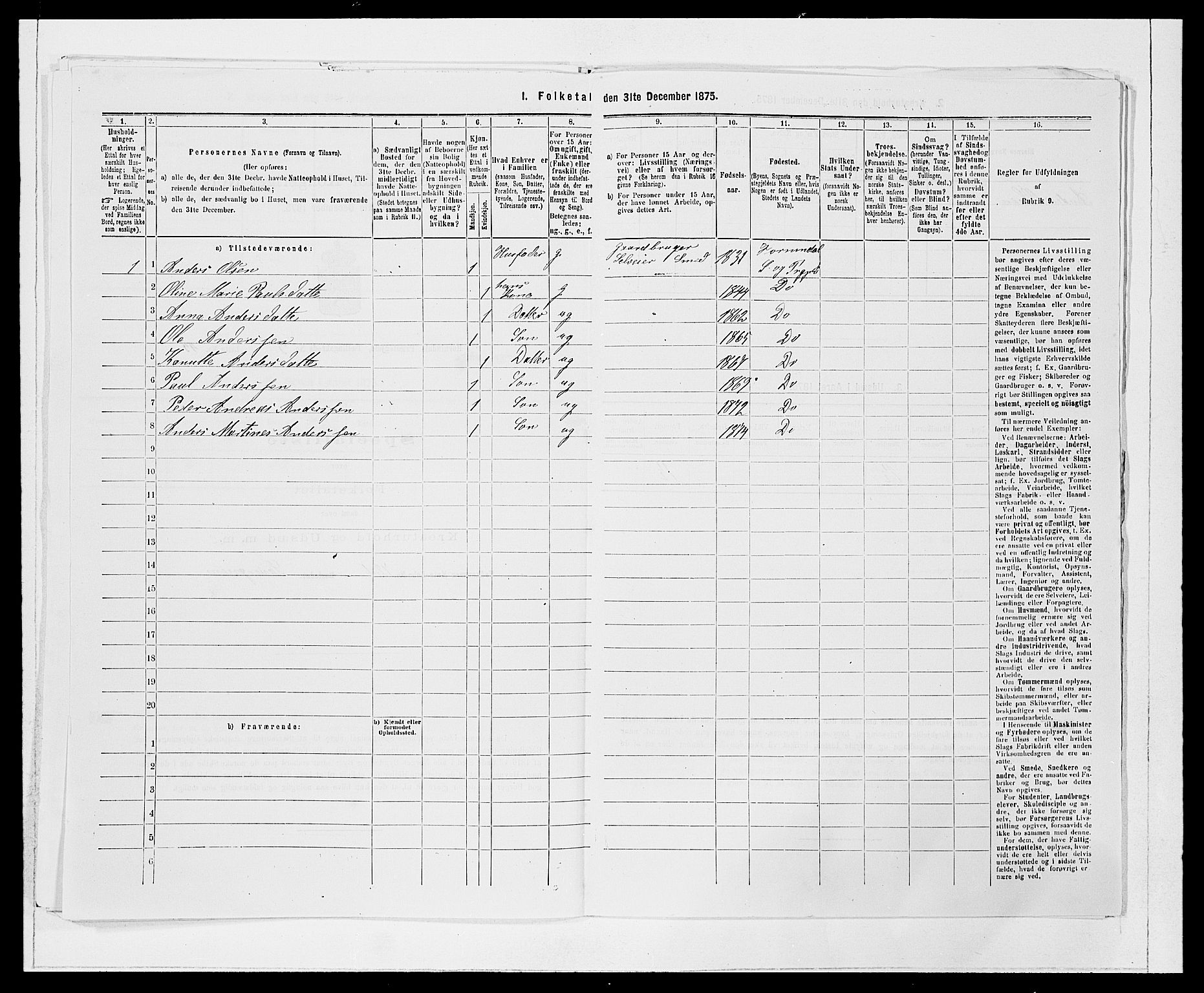 SAB, 1875 Census for 1444P Hornindal, 1875, p. 376