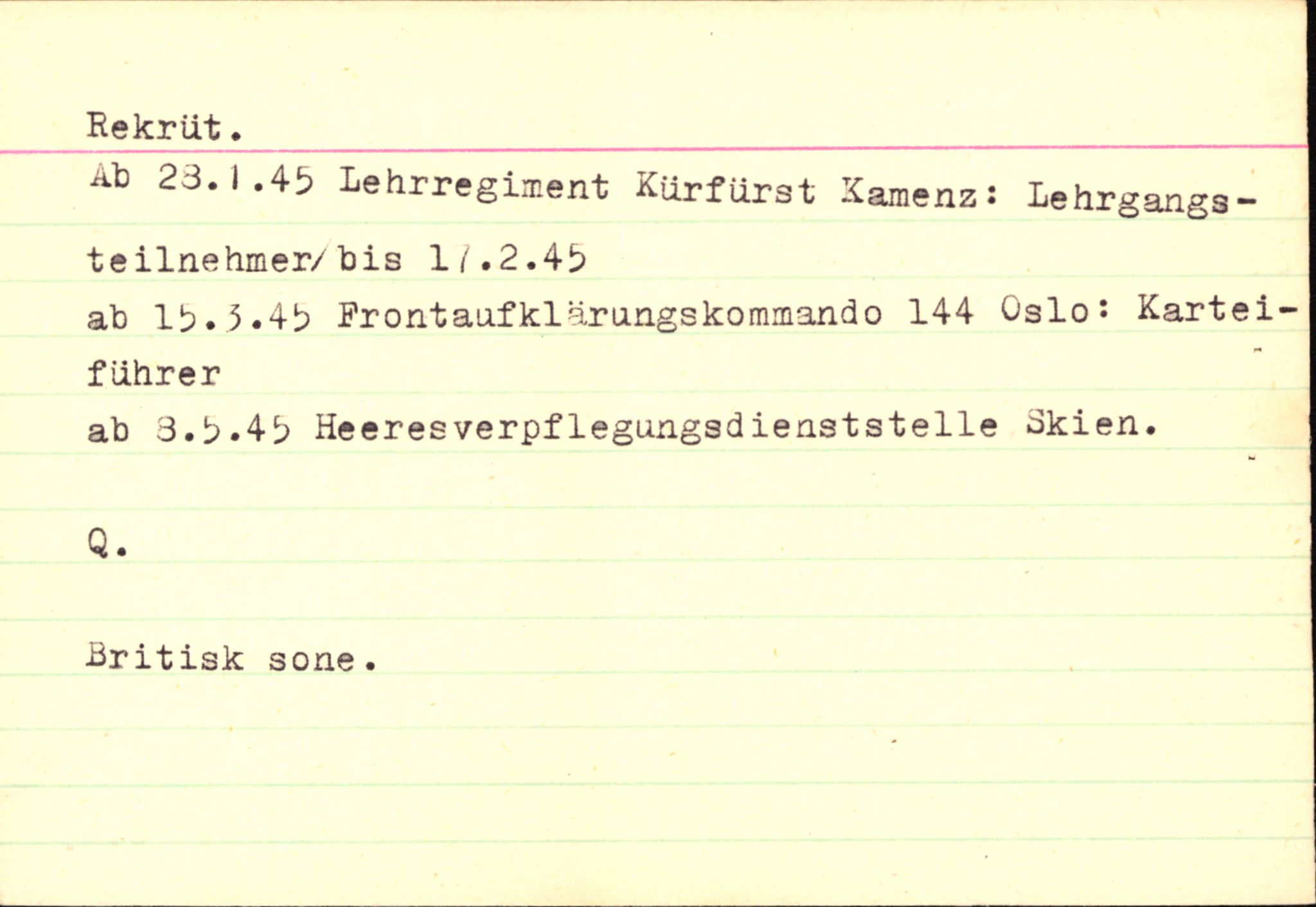 Forsvaret, Forsvarets overkommando II, AV/RA-RAFA-3915/D/Db/L0004: CI Questionaires. Tyske okkupasjonsstyrker i Norge. Tyskere., 1945-1946, p. 435