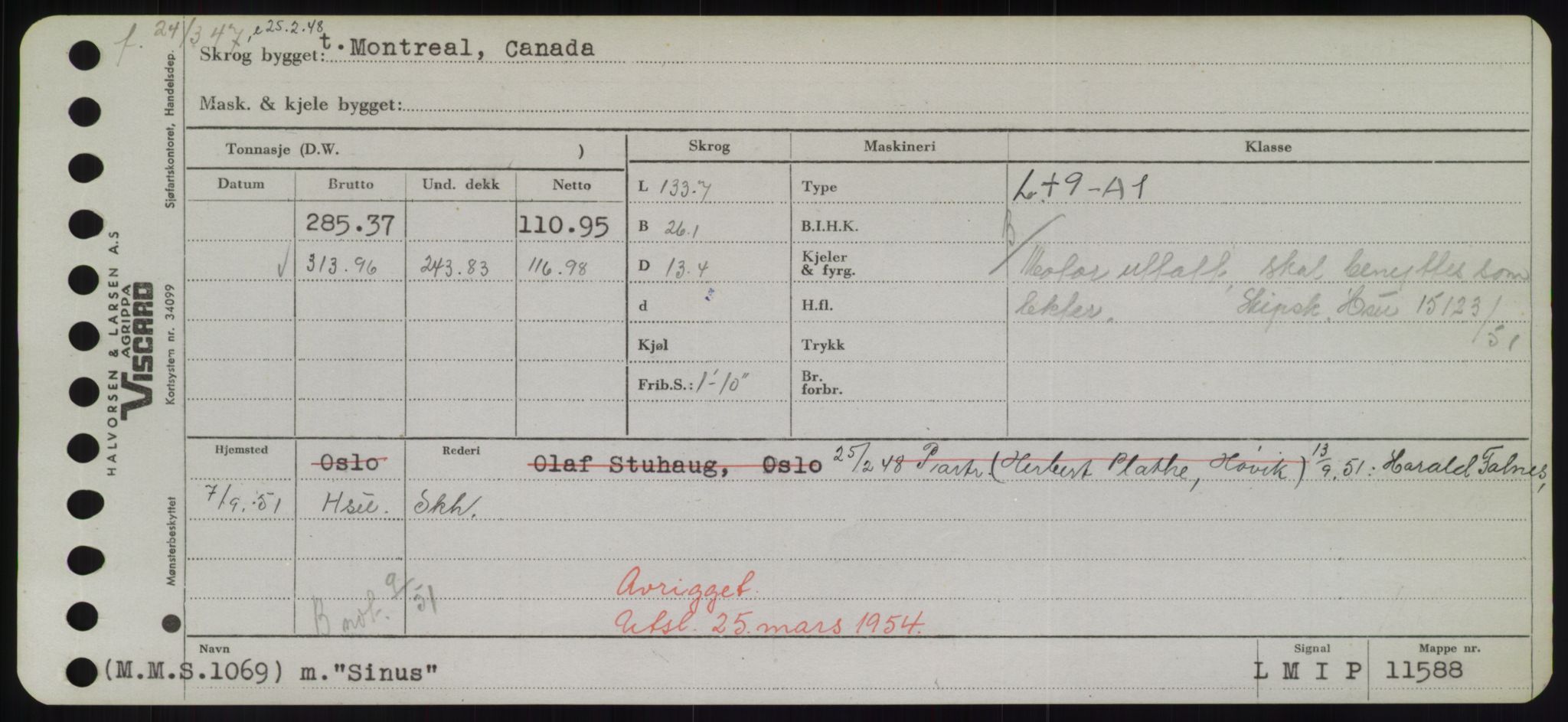 Sjøfartsdirektoratet med forløpere, Skipsmålingen, RA/S-1627/H/Hd/L0033: Fartøy, Sevi-Sjø, p. 205