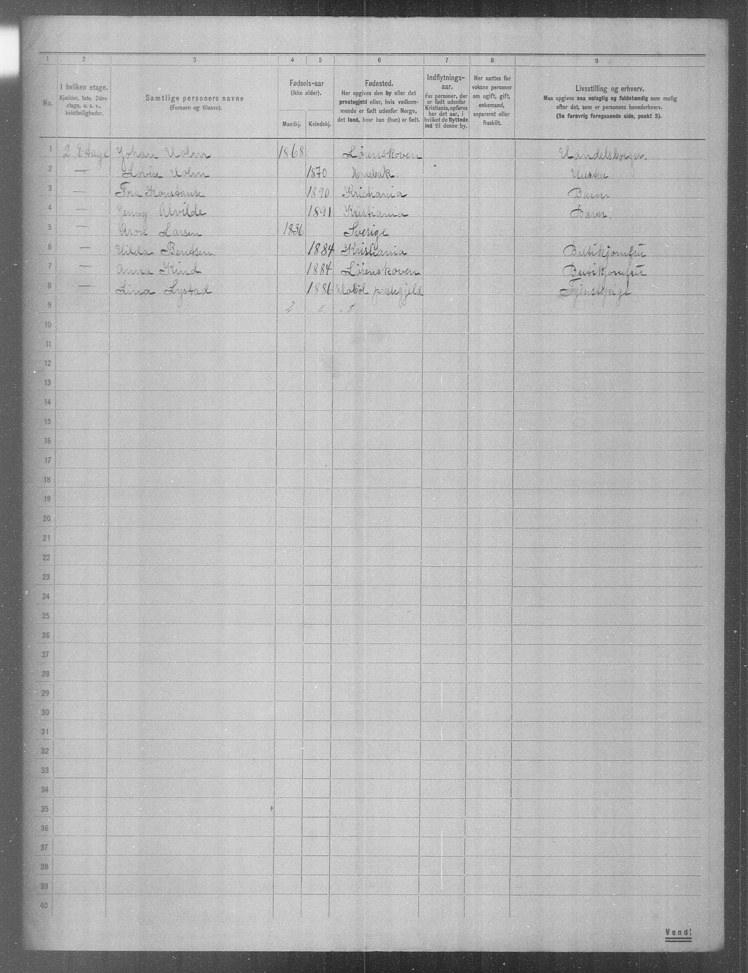 OBA, Municipal Census 1904 for Kristiania, 1904, p. 2333