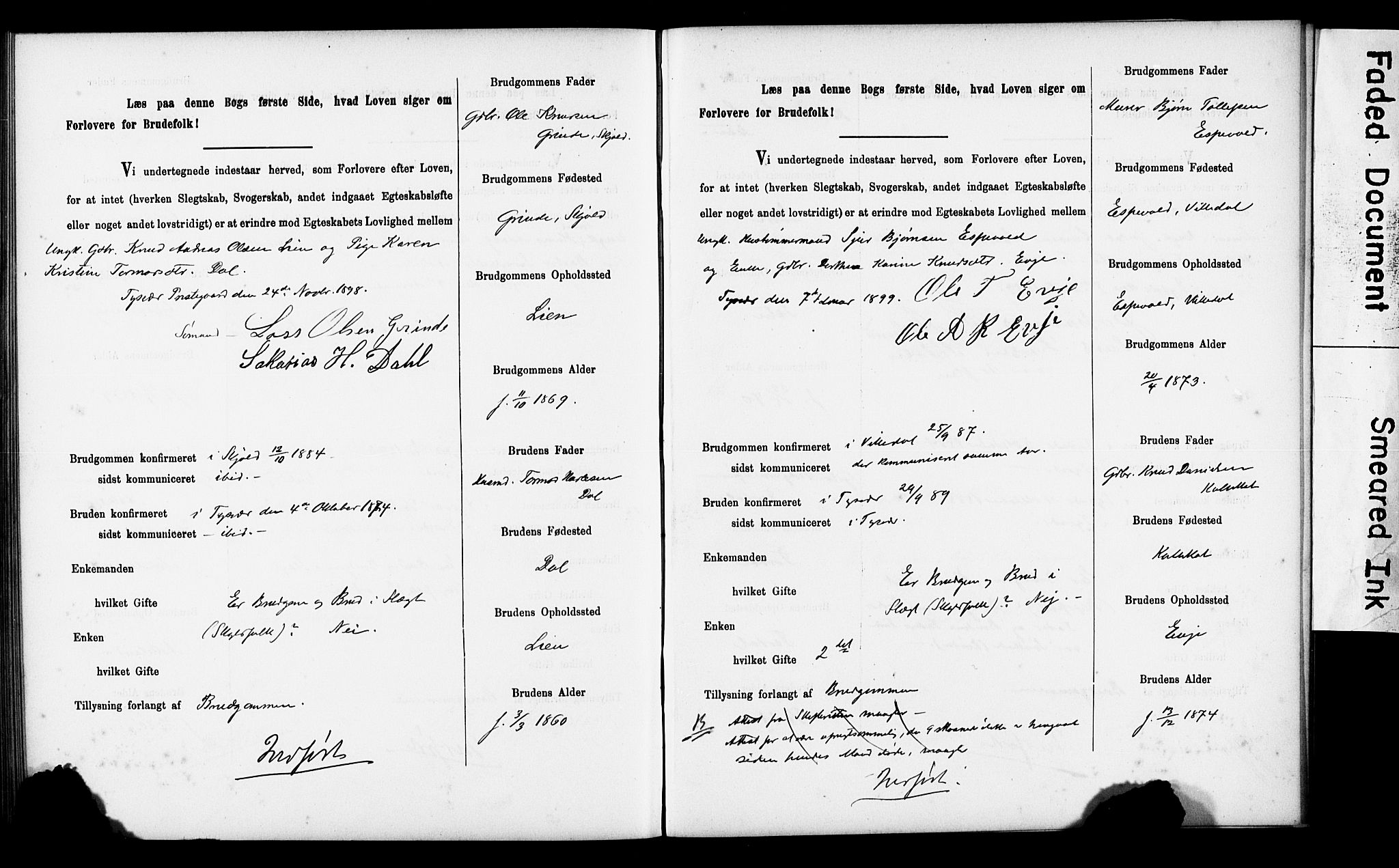 Tysvær sokneprestkontor, AV/SAST-A -101864/I/Ie/L0001: Banns register no. IX, 1886-1901