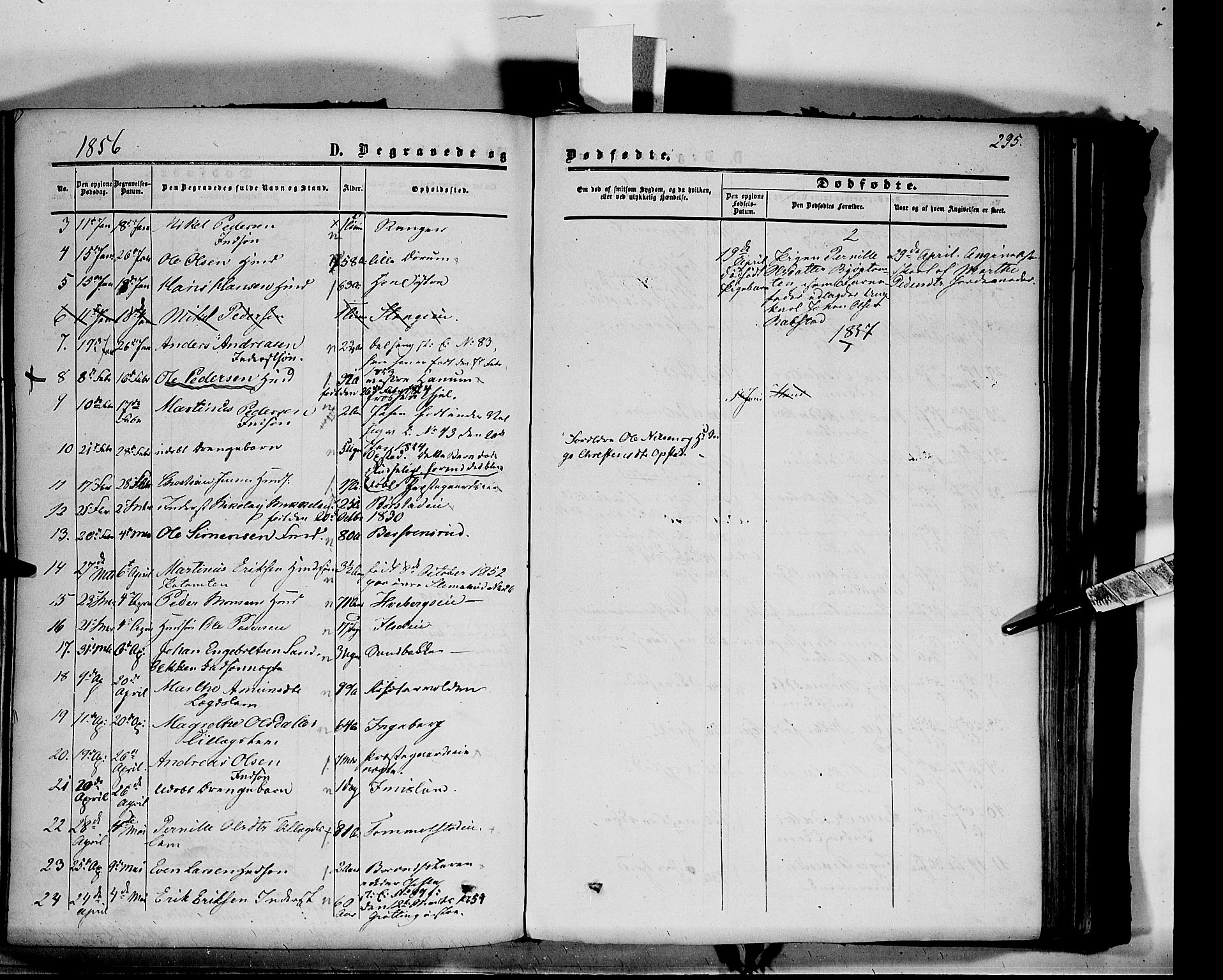 Vang prestekontor, Hedmark, SAH/PREST-008/H/Ha/Haa/L0012: Parish register (official) no. 12, 1855-1870, p. 295