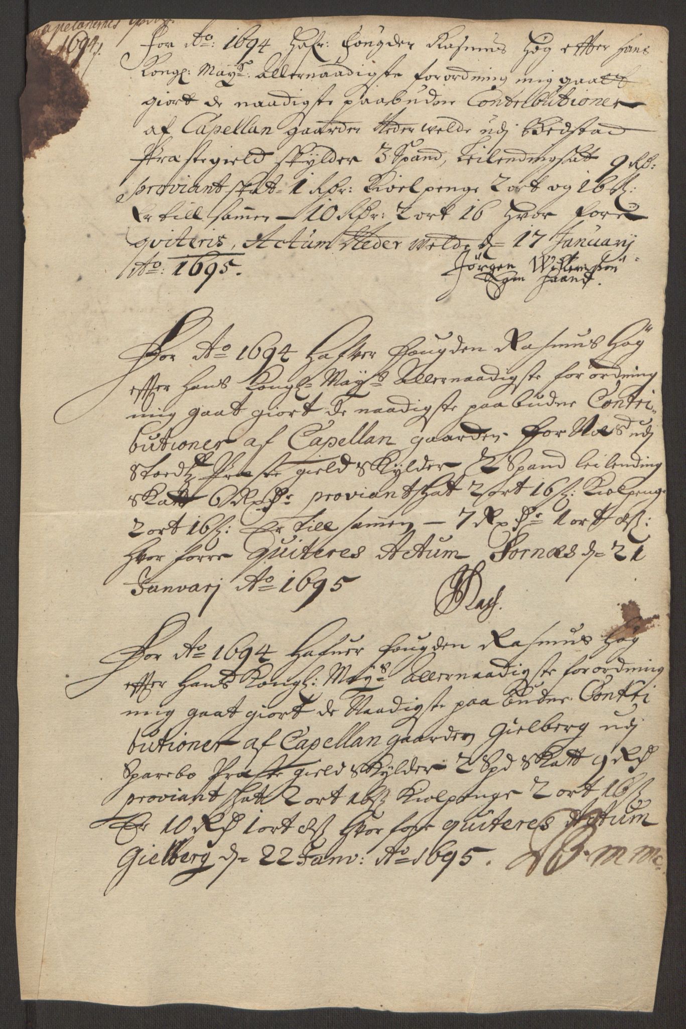Rentekammeret inntil 1814, Reviderte regnskaper, Fogderegnskap, RA/EA-4092/R63/L4308: Fogderegnskap Inderøy, 1692-1694, p. 613