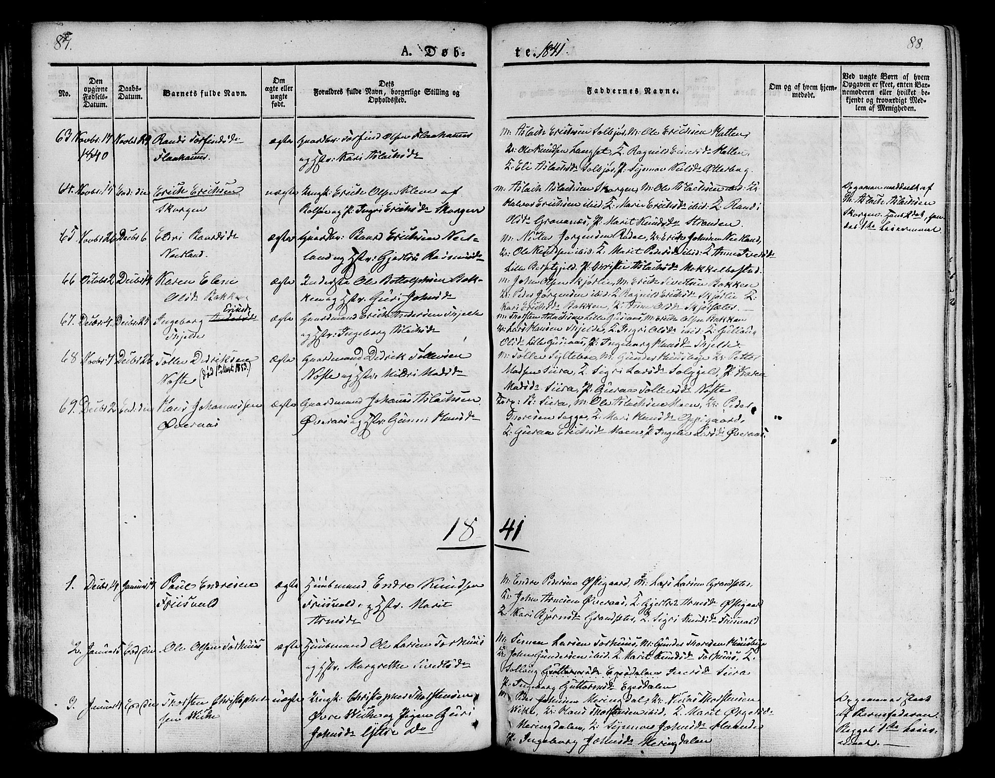 Ministerialprotokoller, klokkerbøker og fødselsregistre - Møre og Romsdal, SAT/A-1454/551/L0624: Parish register (official) no. 551A04, 1831-1845, p. 87-88