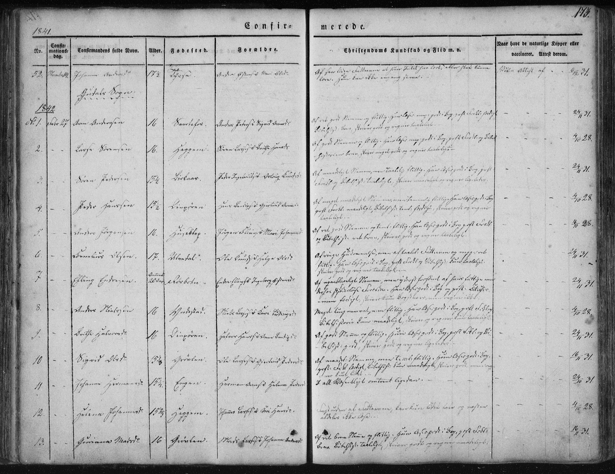 Fjaler sokneprestembete, SAB/A-79801/H/Haa/Haaa/L0006: Parish register (official) no. A 6, 1835-1884, p. 173