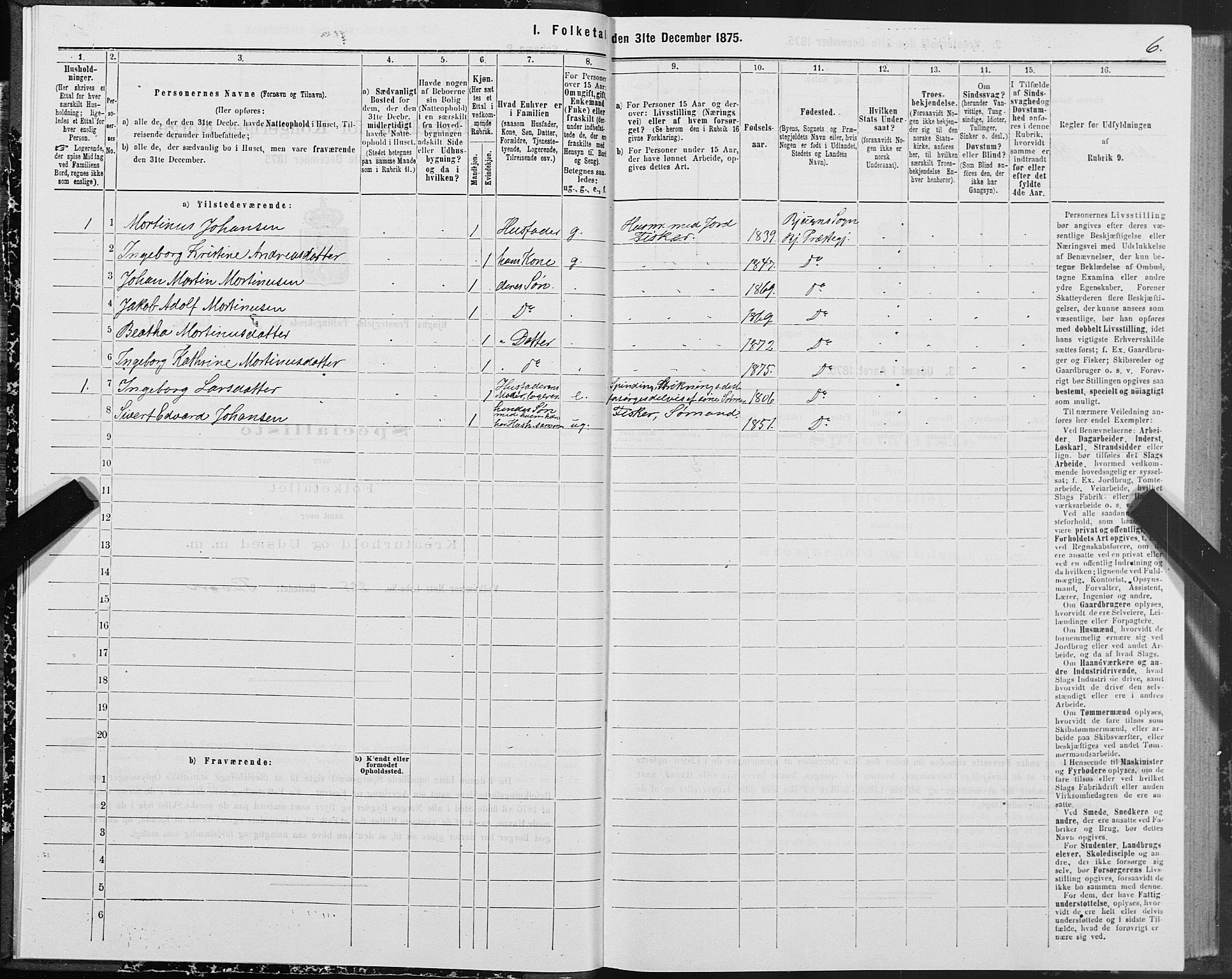 SAT, 1875 census for 1627P Bjugn, 1875, p. 2006