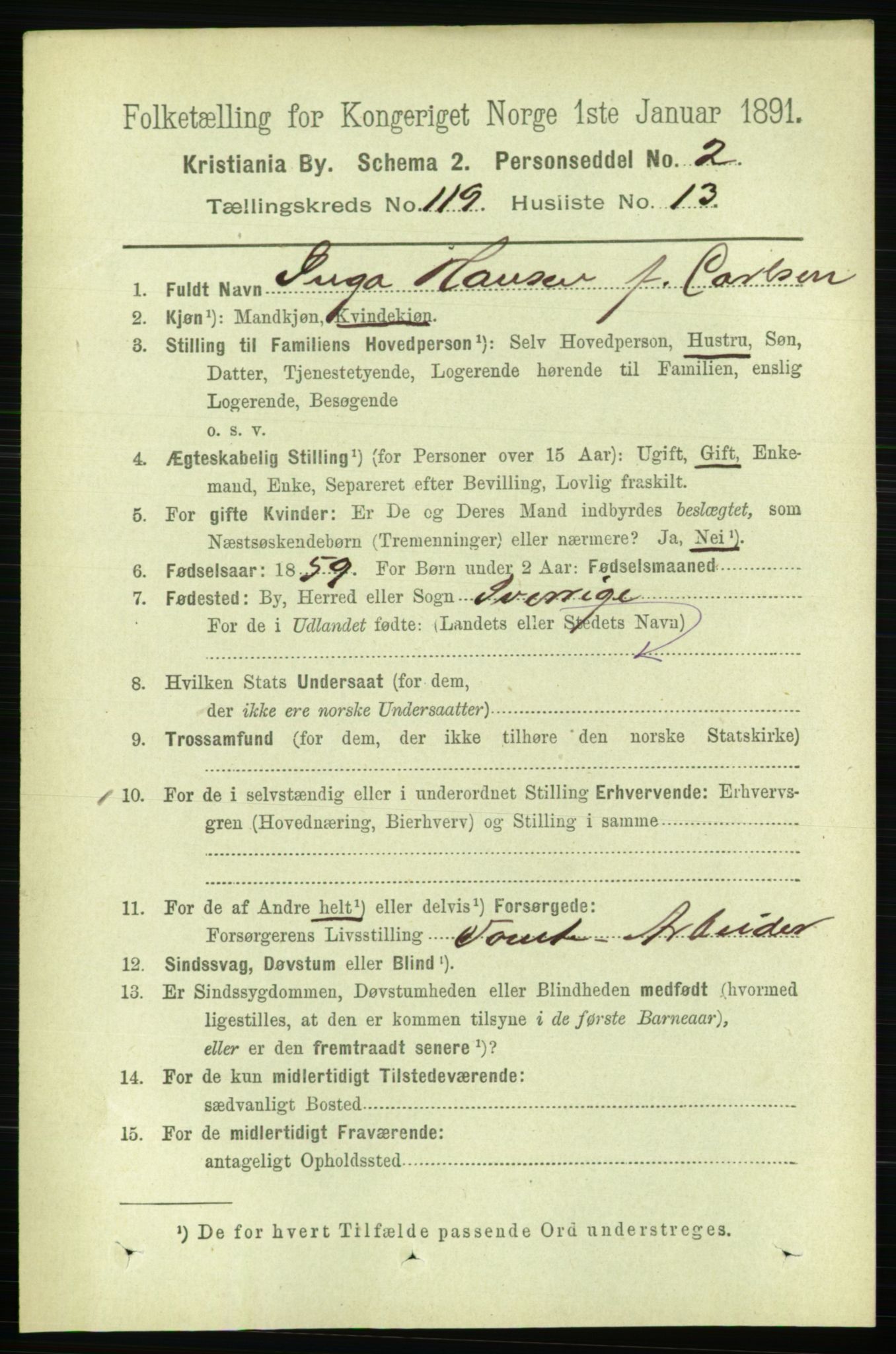 RA, 1891 census for 0301 Kristiania, 1891, p. 63860