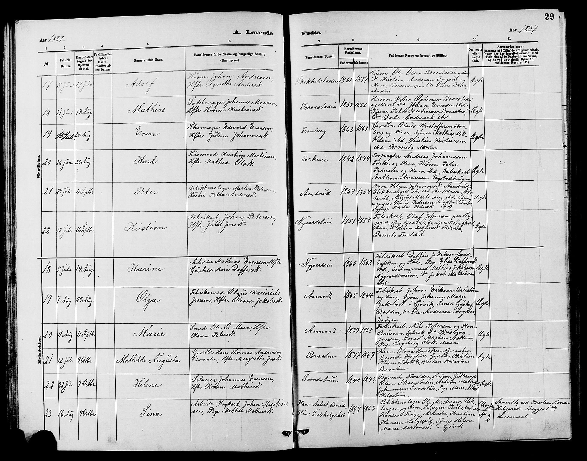 Vardal prestekontor, AV/SAH-PREST-100/H/Ha/Hab/L0007: Parish register (copy) no. 7 /1, 1881-1895, p. 29