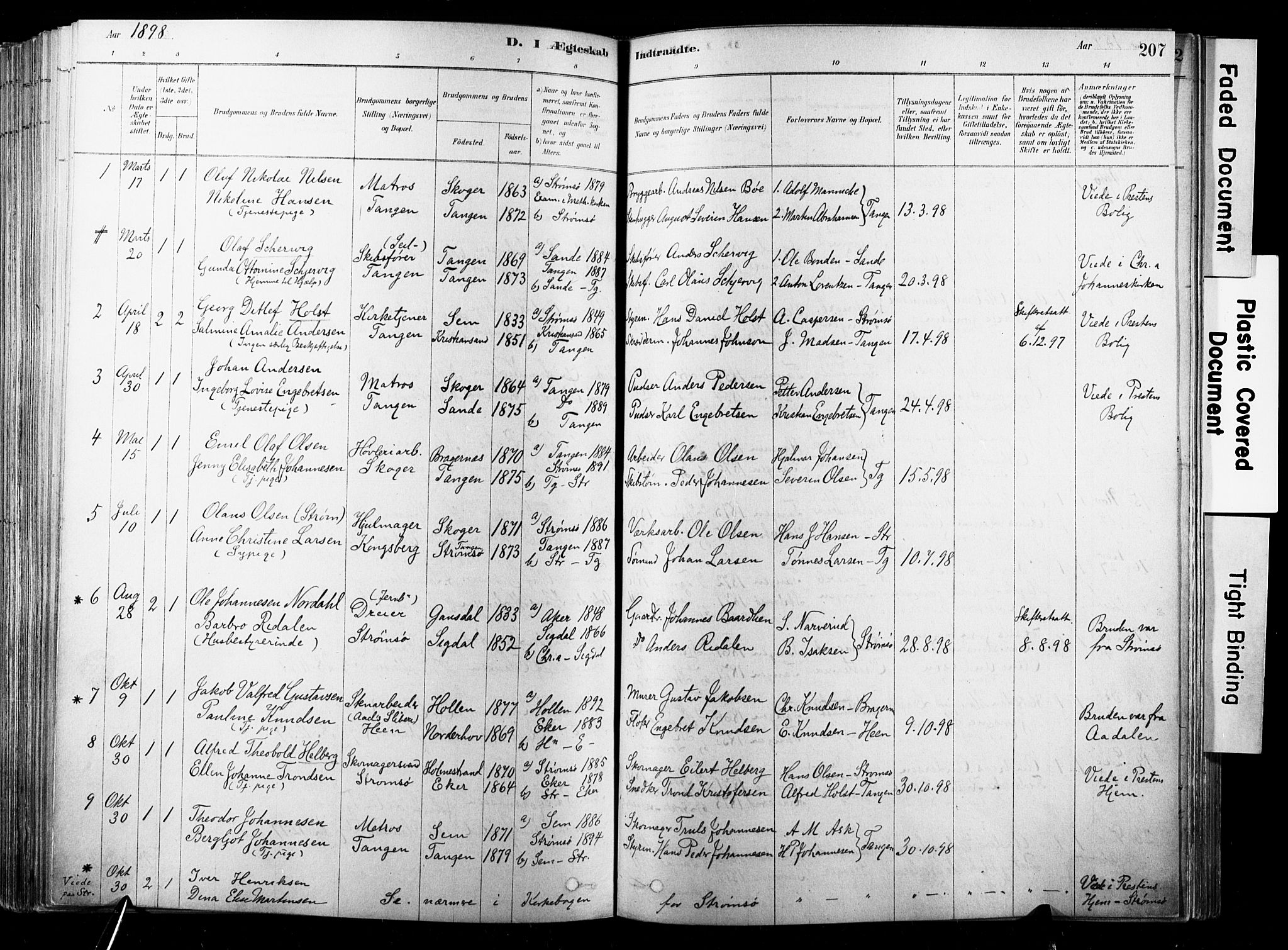 Strømsø kirkebøker, SAKO/A-246/F/Fb/L0006: Parish register (official) no. II 6, 1879-1910, p. 207