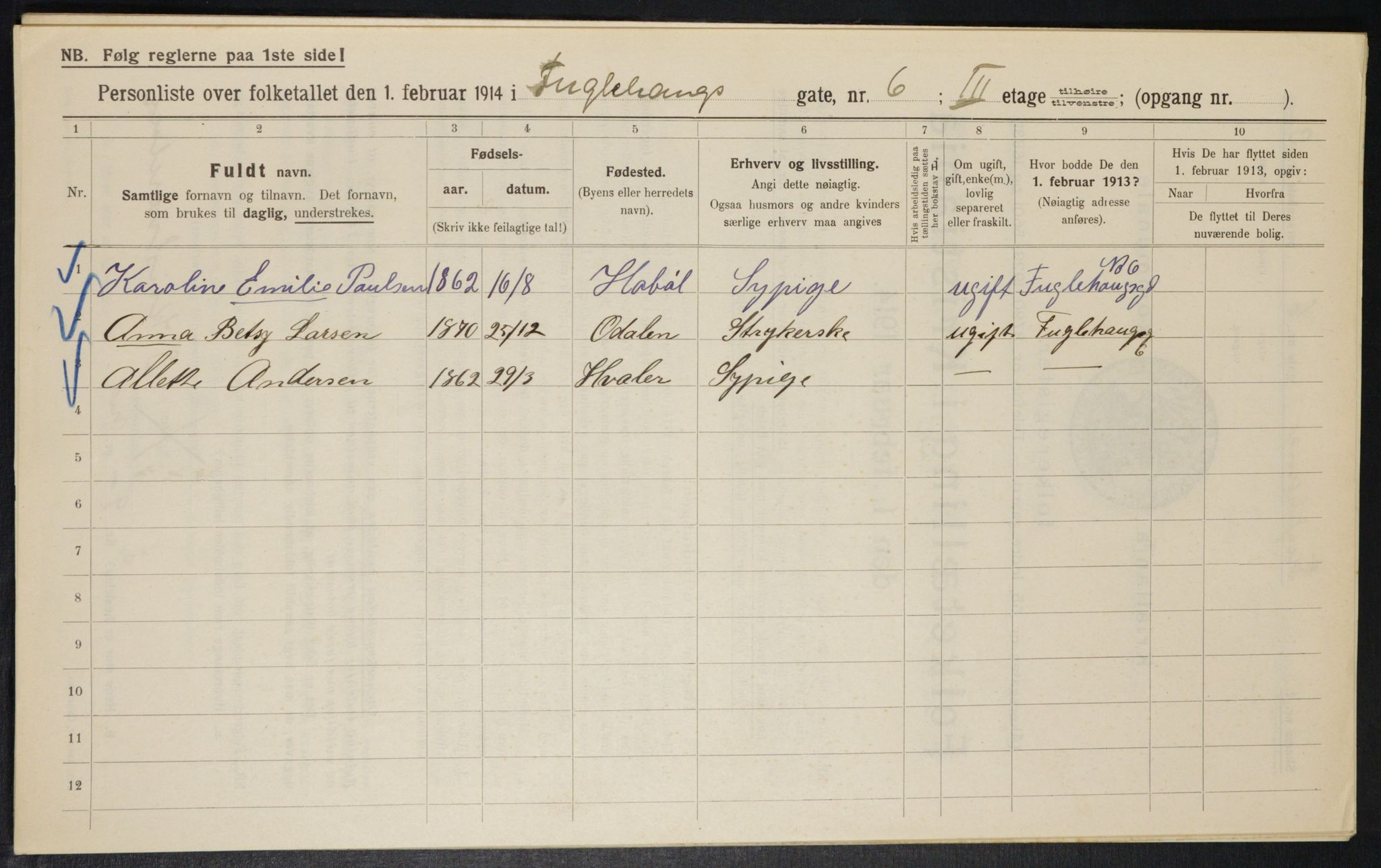 OBA, Municipal Census 1914 for Kristiania, 1914, p. 28561