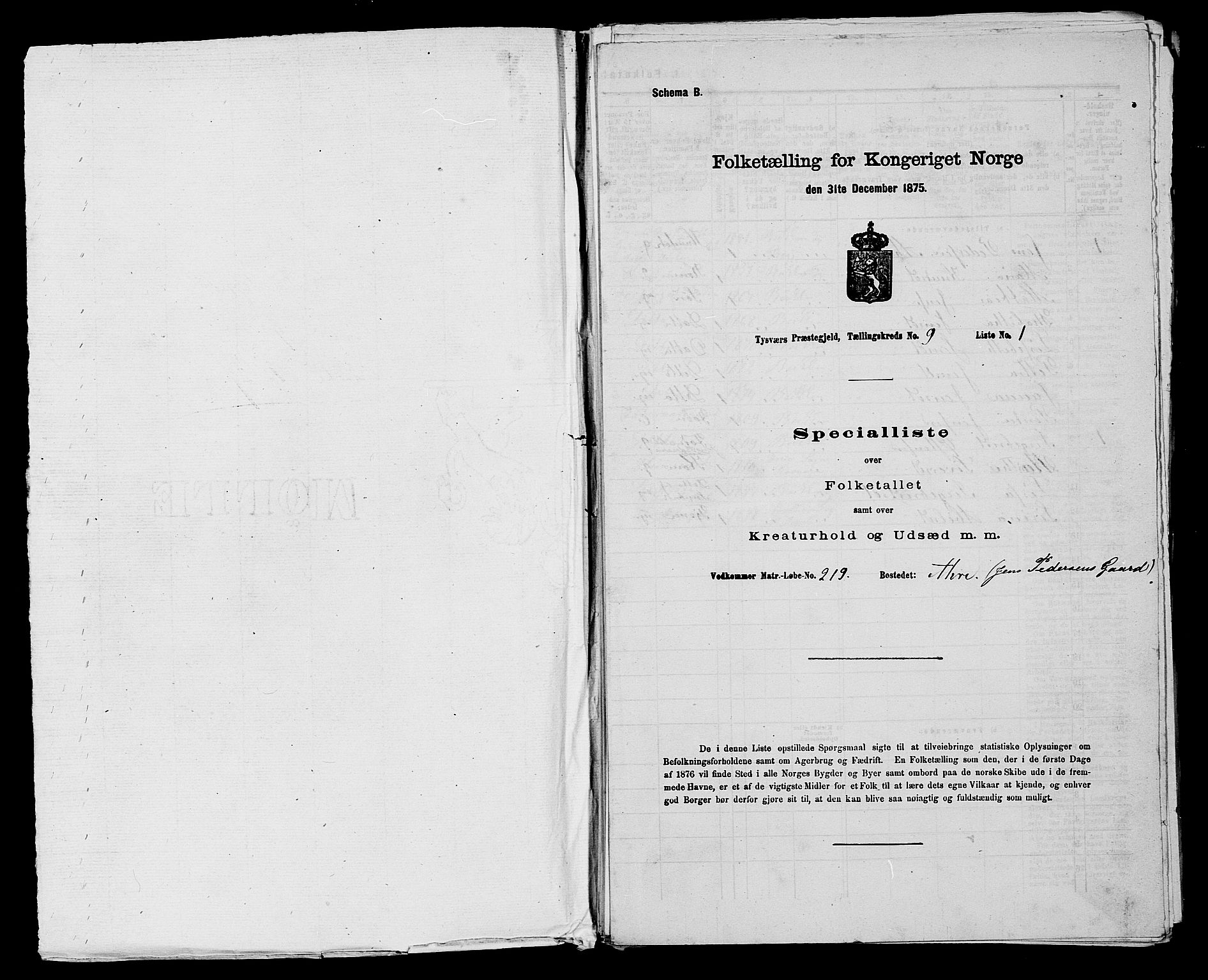 SAST, 1875 census for 1146P Tysvær, 1875, p. 1040