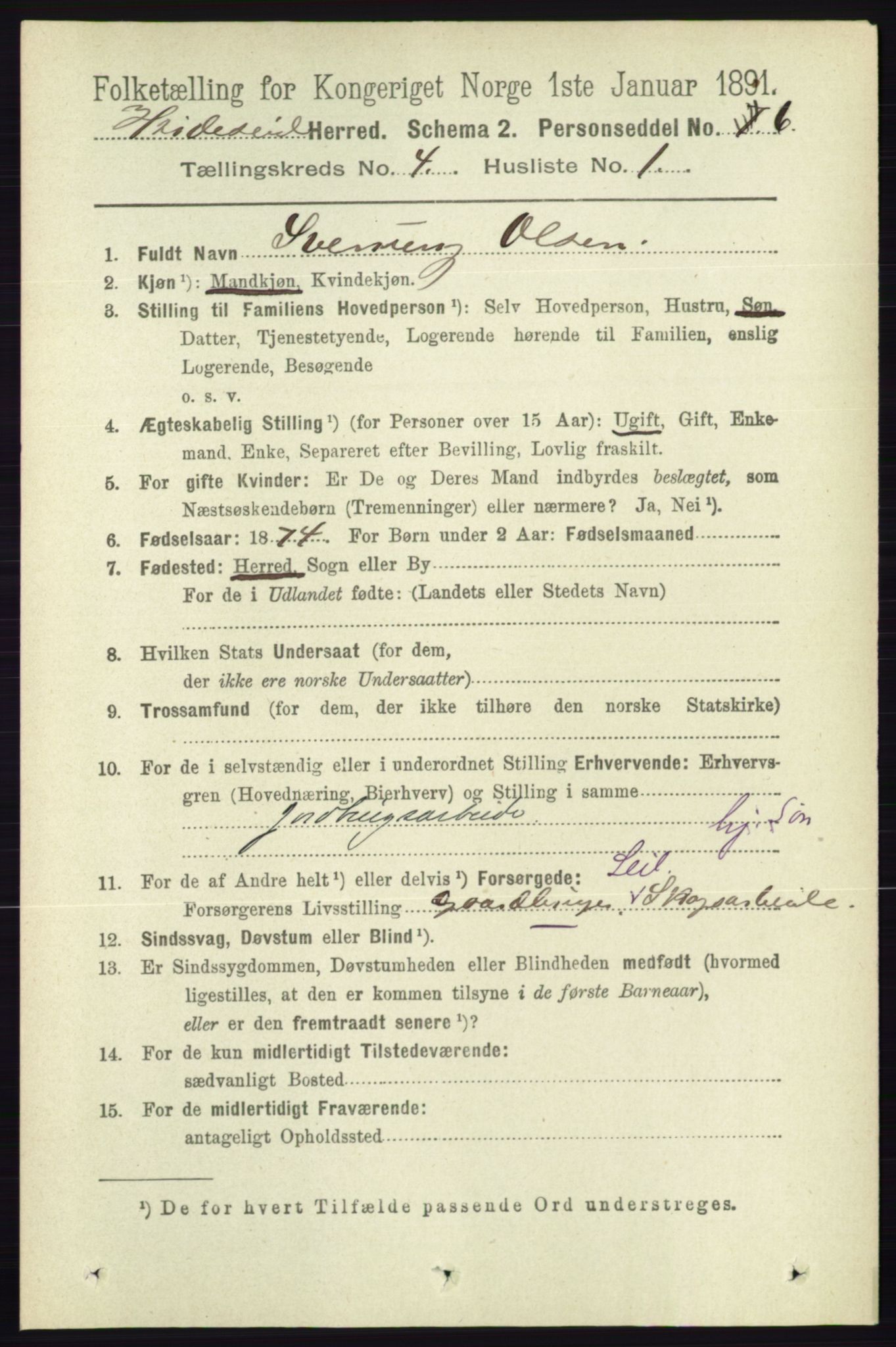 RA, 1891 census for 0829 Kviteseid, 1891, p. 732