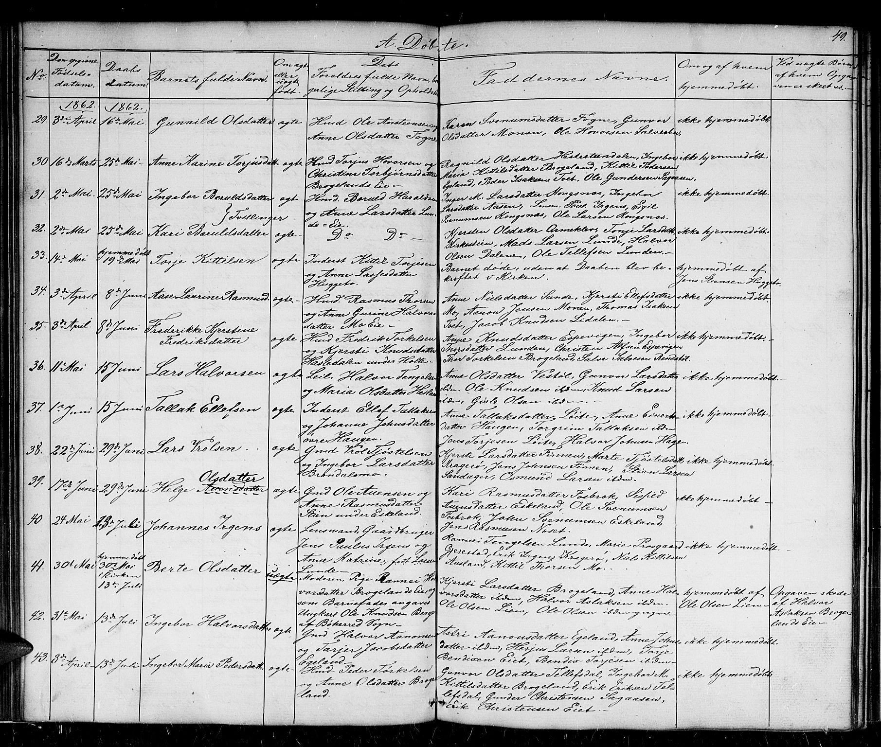 Gjerstad sokneprestkontor, AV/SAK-1111-0014/F/Fb/Fba/L0005: Parish register (copy) no. B 5, 1853-1867, p. 49