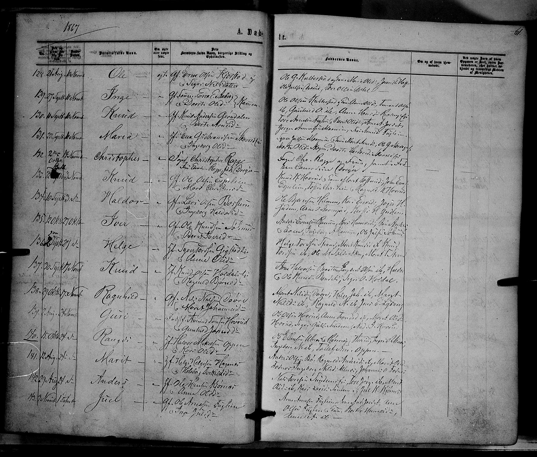 Nord-Aurdal prestekontor, AV/SAH-PREST-132/H/Ha/Haa/L0008: Parish register (official) no. 8, 1863-1875, p. 61