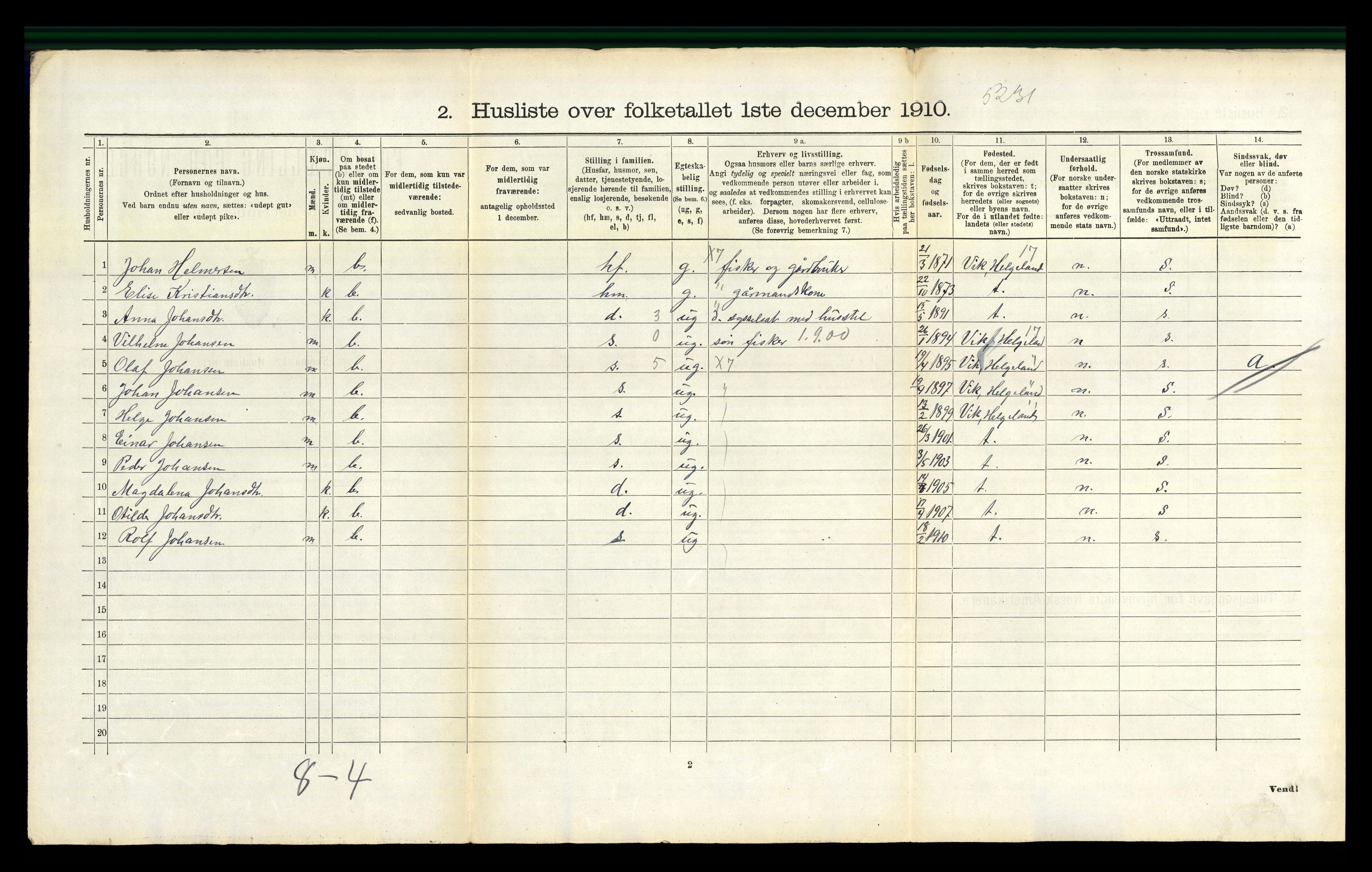 RA, 1910 census for Brønnøy, 1910, p. 956