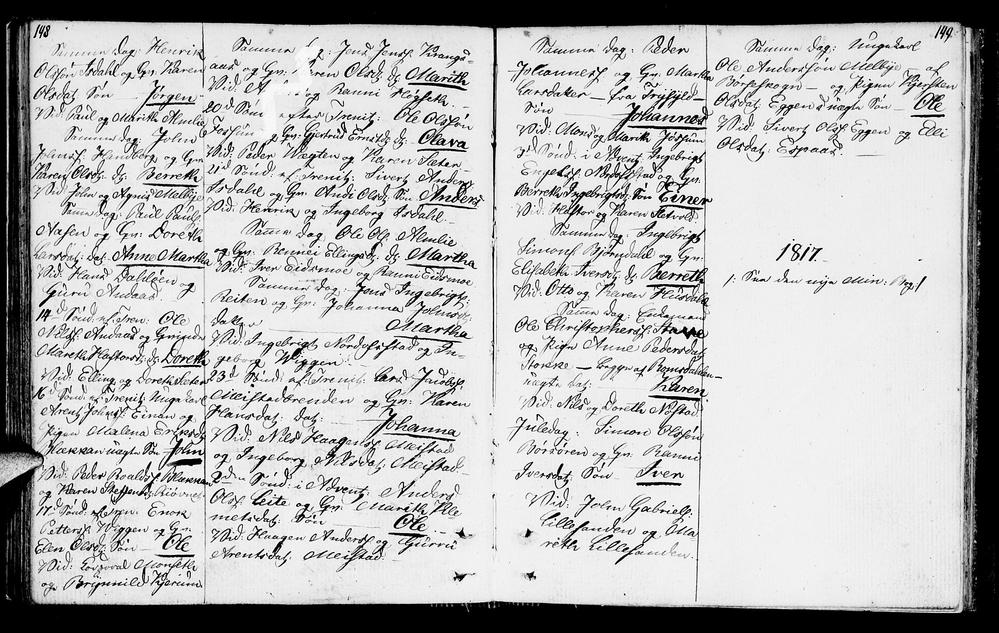 Ministerialprotokoller, klokkerbøker og fødselsregistre - Sør-Trøndelag, SAT/A-1456/665/L0769: Parish register (official) no. 665A04, 1803-1816, p. 148-149