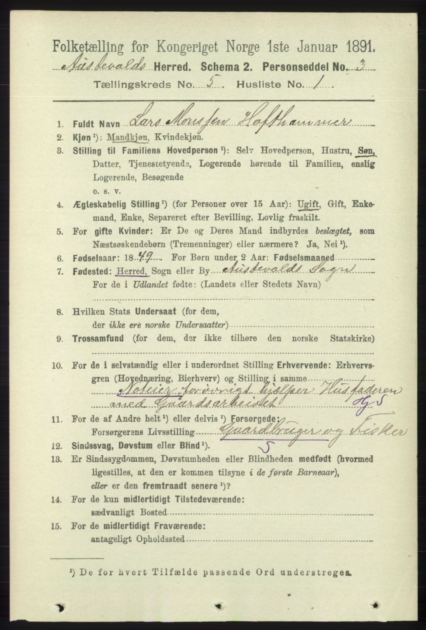 RA, 1891 census for 1244 Austevoll, 1891, p. 2006