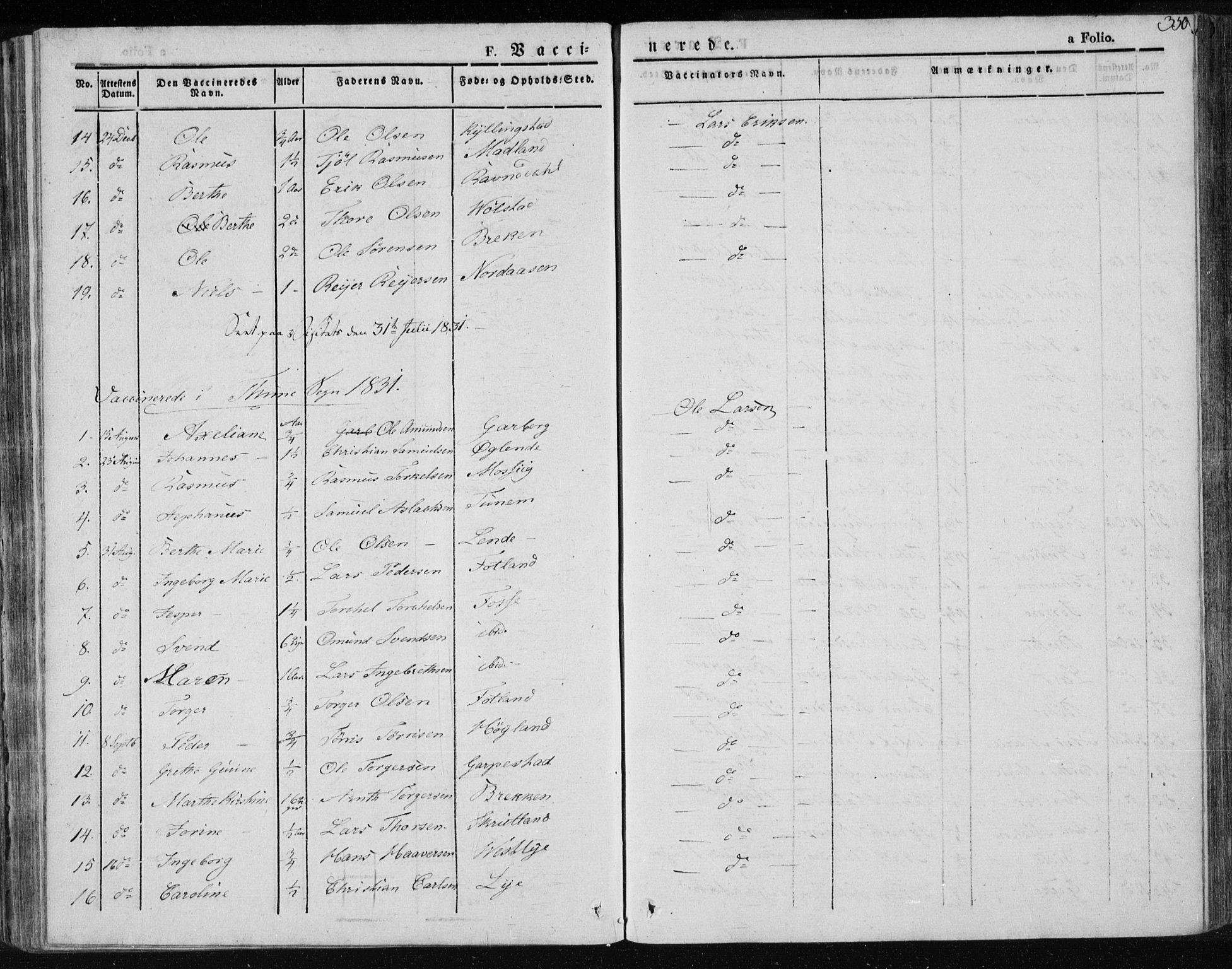 Lye sokneprestkontor, AV/SAST-A-101794/001/30BA/L0004: Parish register (official) no. A 4, 1826-1841, p. 350