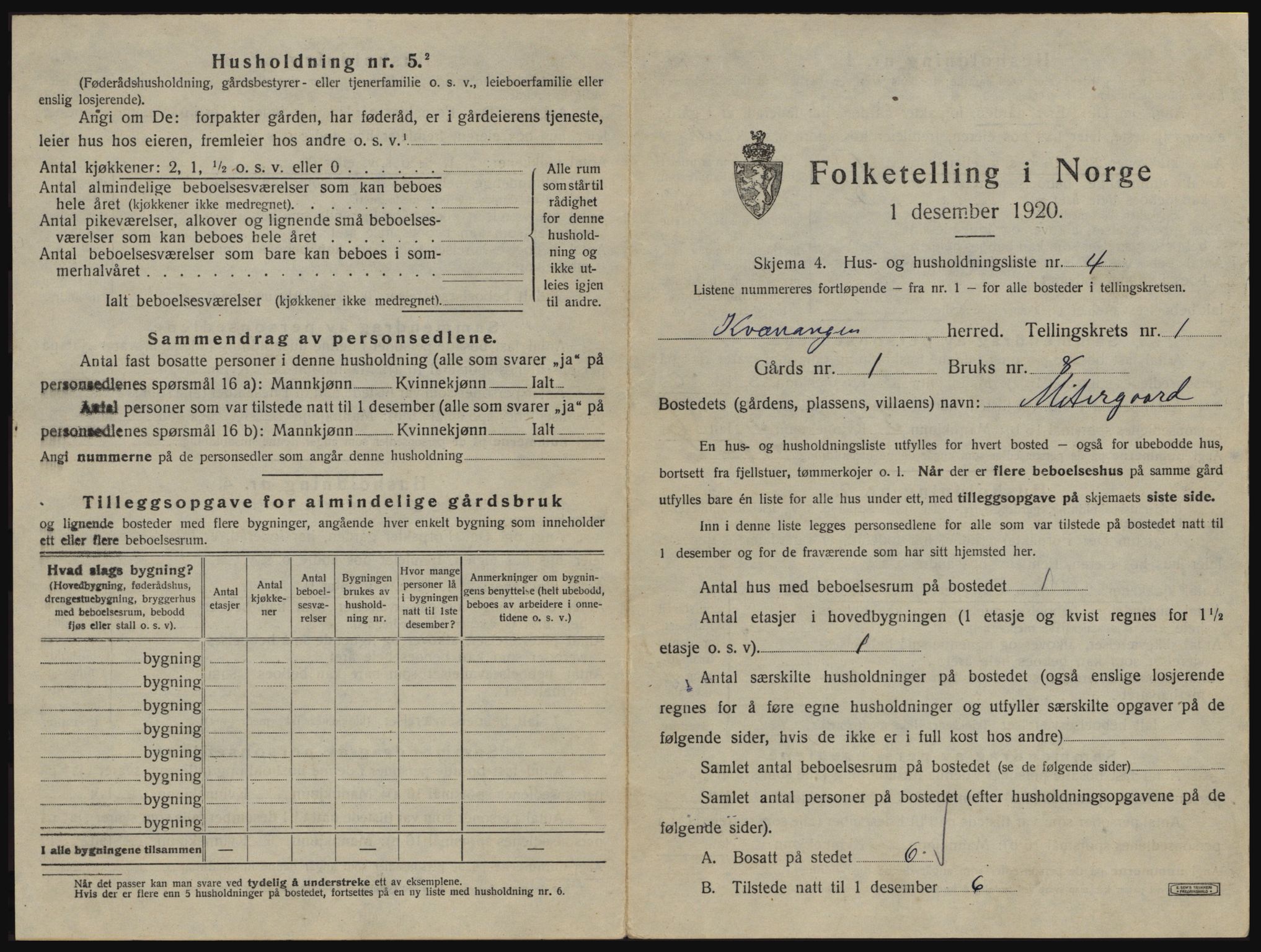 SATØ, 1920 census for Kvænangen, 1920, p. 44