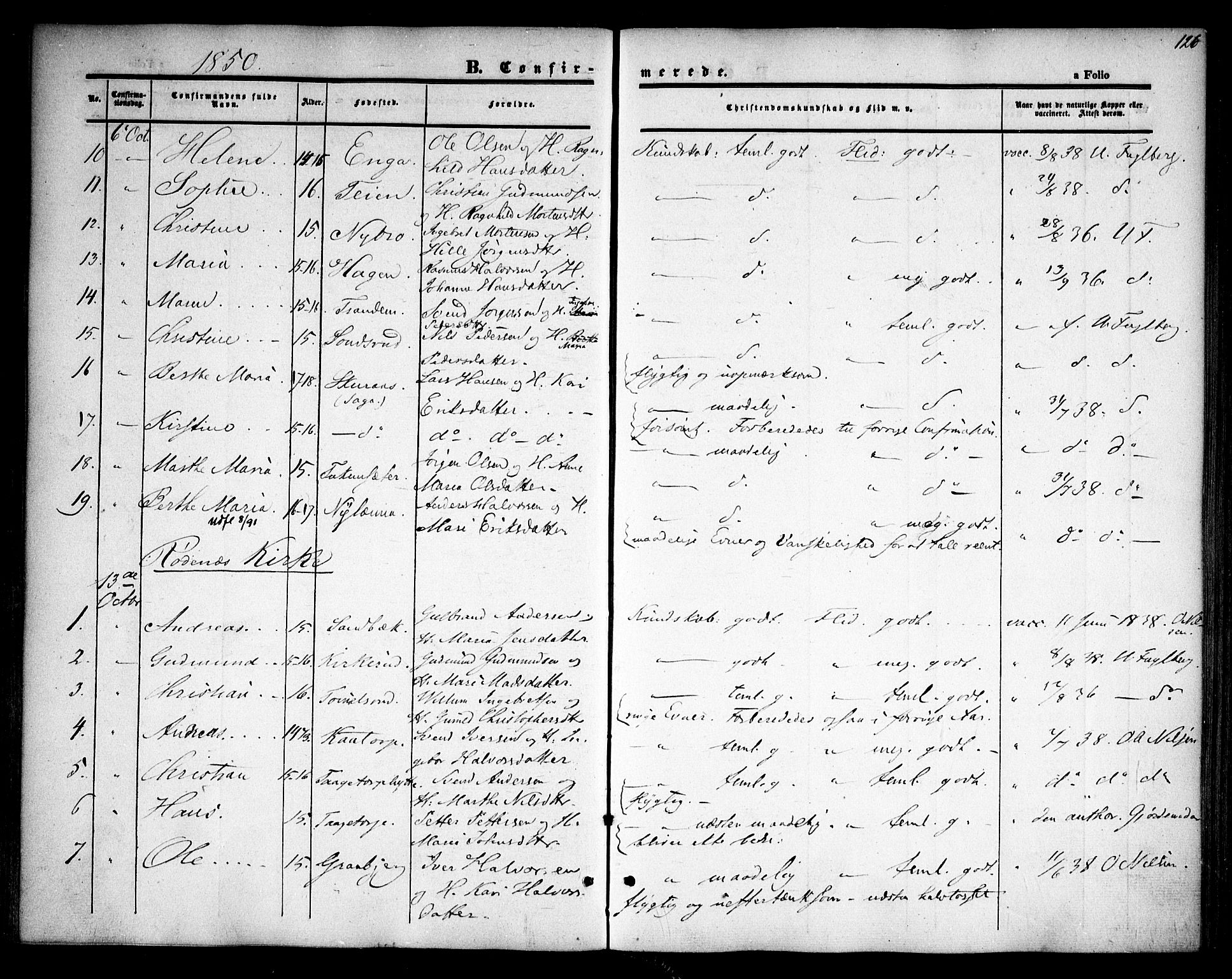 Rødenes prestekontor Kirkebøker, AV/SAO-A-2005/F/Fa/L0006: Parish register (official) no. I 6, 1850-1859, p. 126