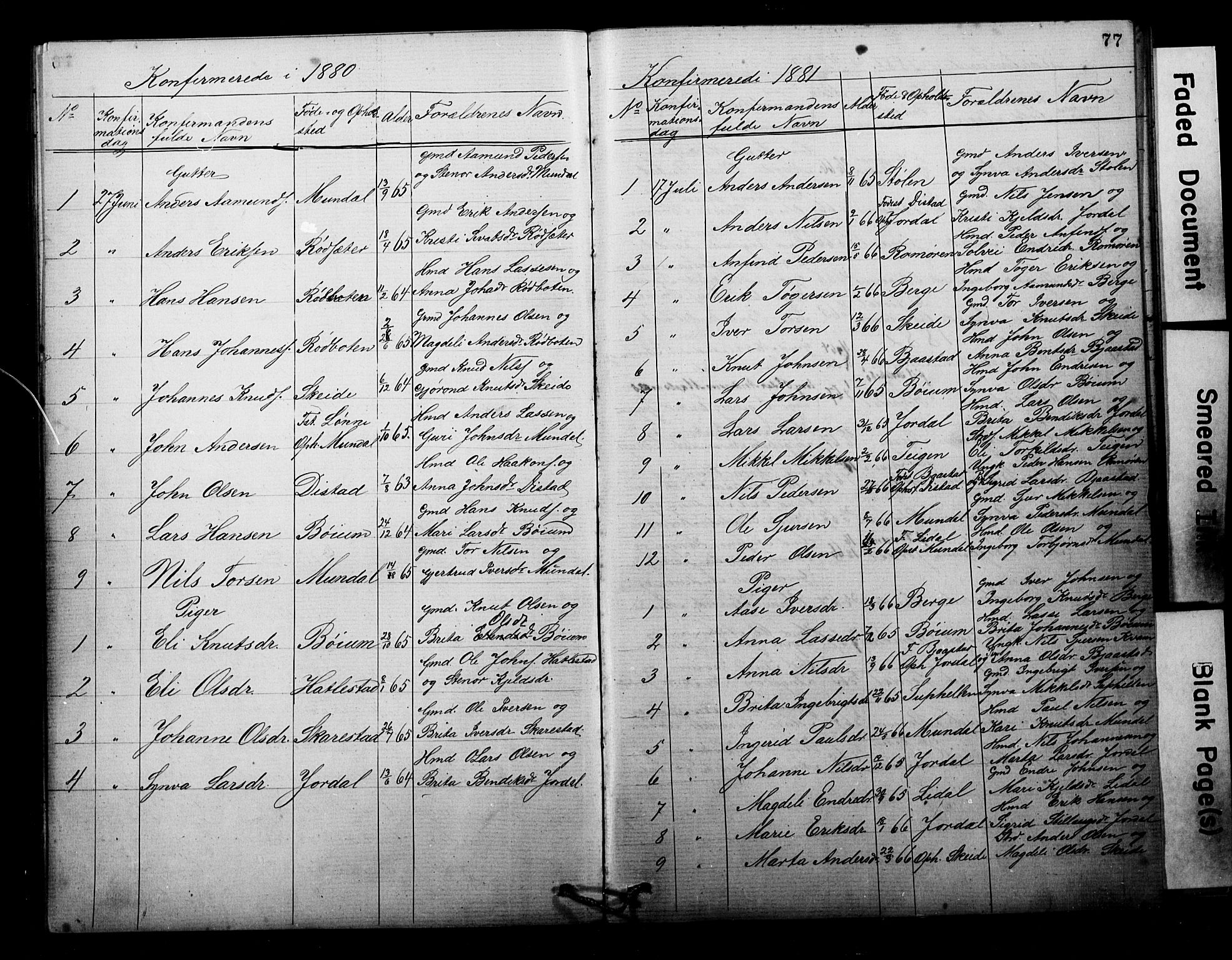 Balestrand sokneprestembete, AV/SAB-A-79601/H/Hab/Habb/L0001a: Parish register (copy) no. B 1a, 1880-1916, p. 77