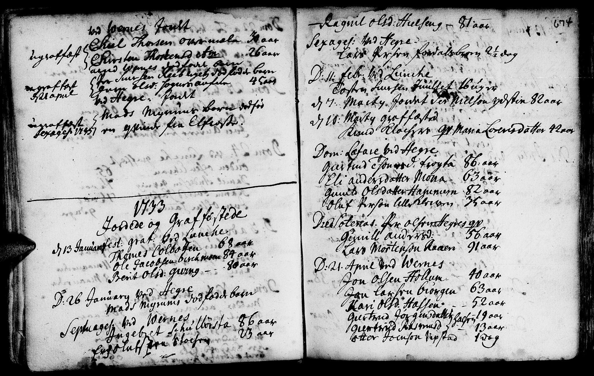 Ministerialprotokoller, klokkerbøker og fødselsregistre - Nord-Trøndelag, SAT/A-1458/709/L0055: Parish register (official) no. 709A03, 1730-1739, p. 673-674