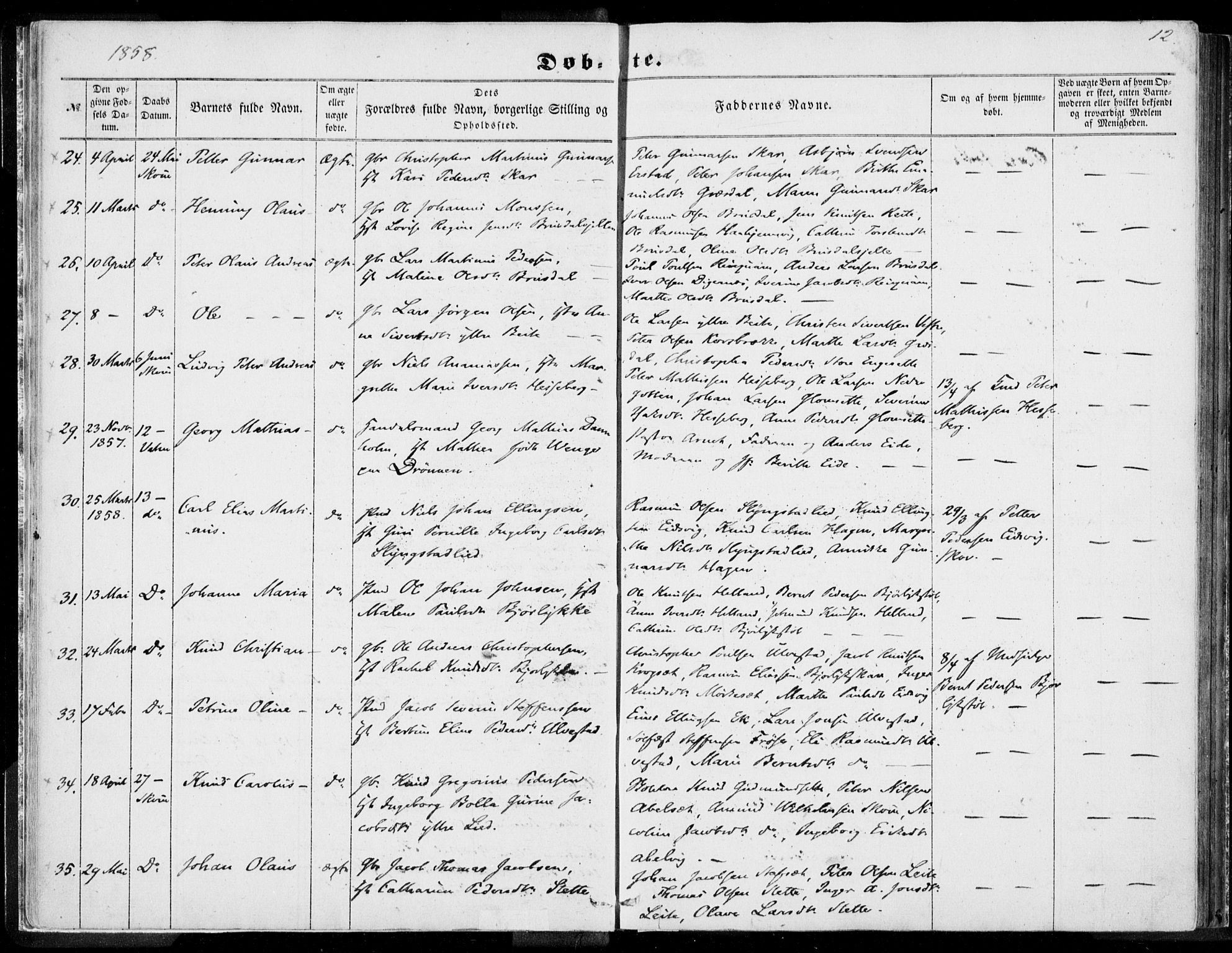 Ministerialprotokoller, klokkerbøker og fødselsregistre - Møre og Romsdal, AV/SAT-A-1454/524/L0354: Parish register (official) no. 524A06, 1857-1863, p. 12